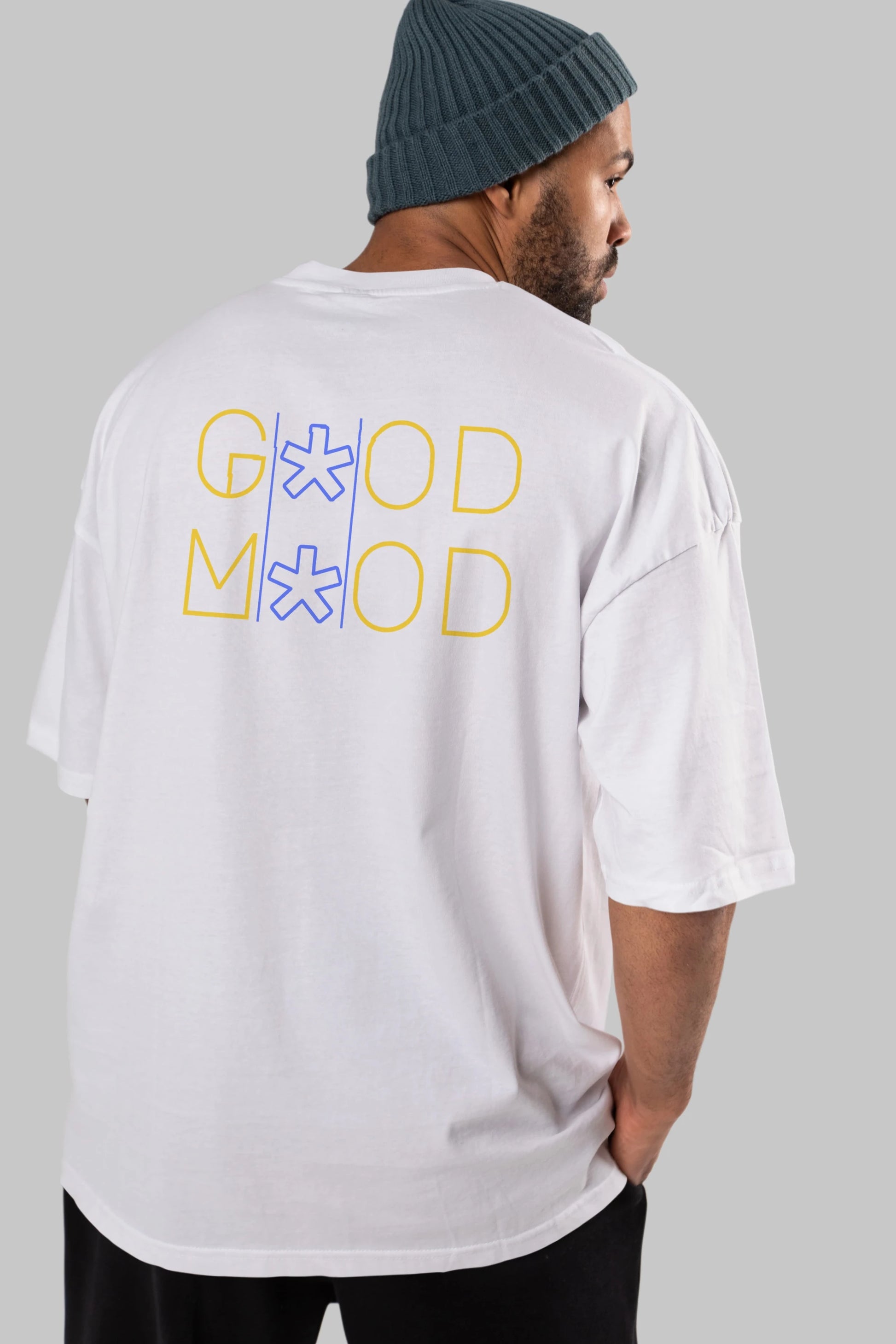 Good Mood Yazılı Arka Baskılı Oversize t-shirt Erkek Kadın Unisex