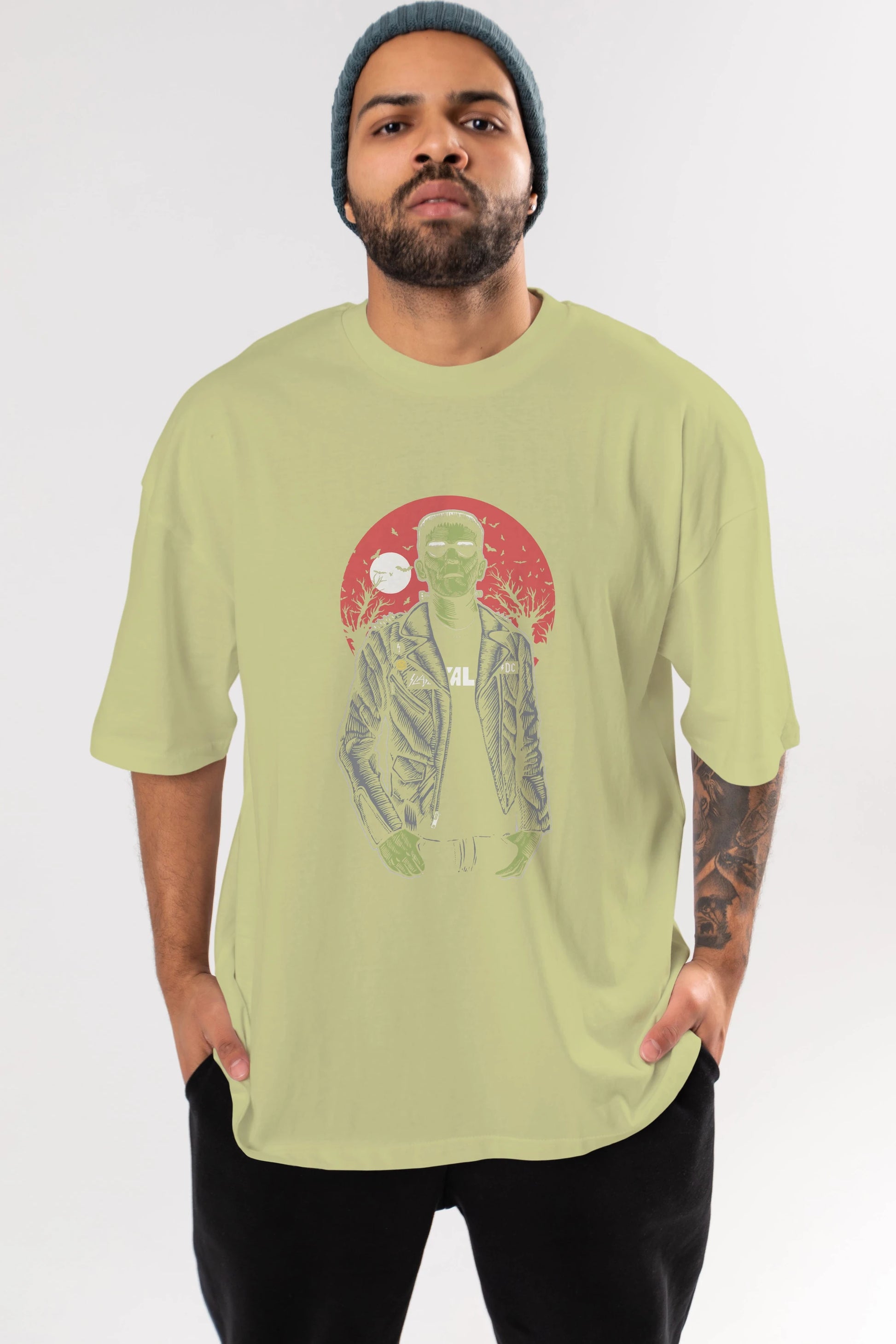 Frank Ön Baskılı Oversize t-shirt Erkek Kadın Unisex %100 Pamuk tişort