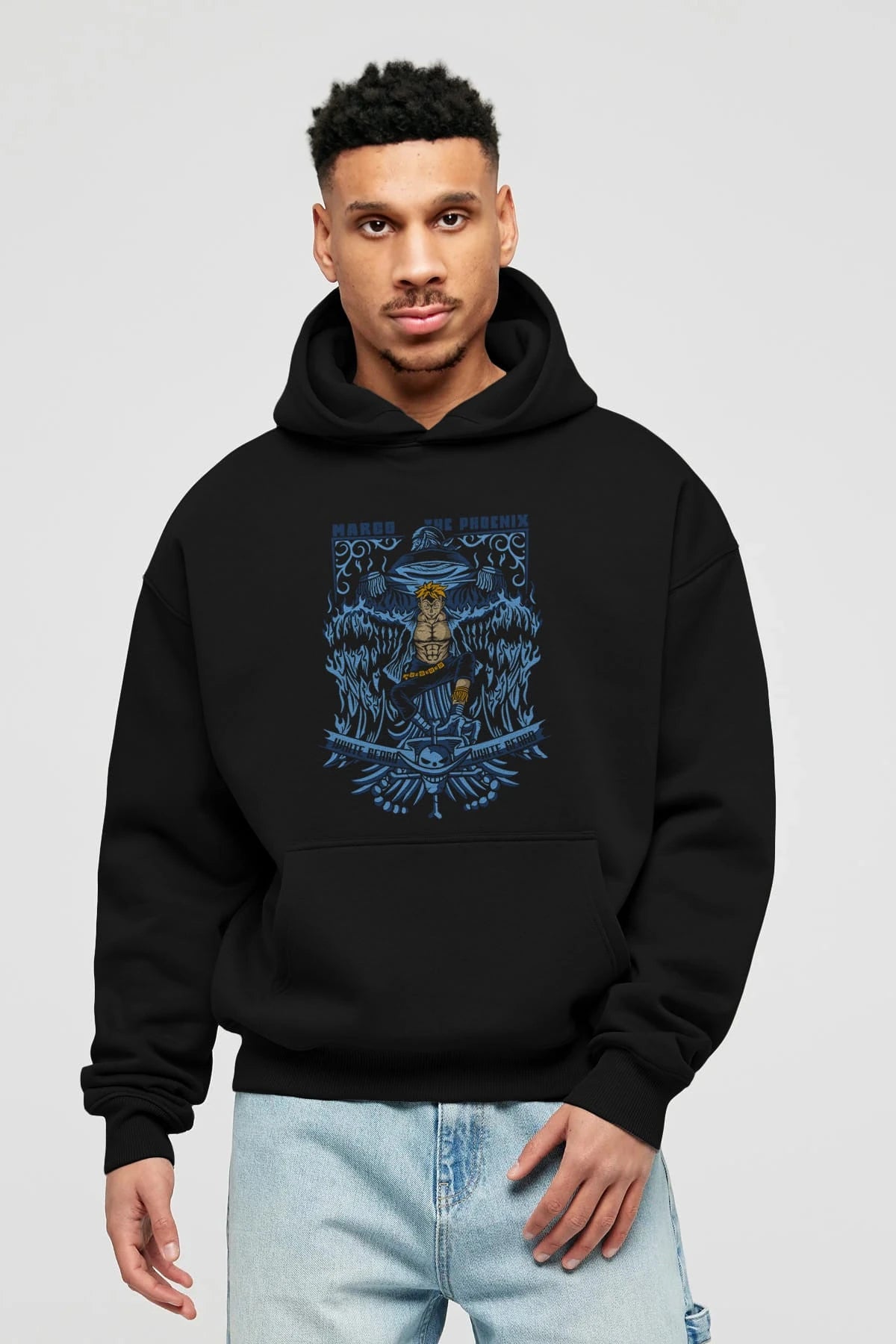 MARCO EL FENIX One Piece Anime Ön Baskılı Hoodie Oversize Kapüşonlu Sweatshirt Erkek Kadın Unisex