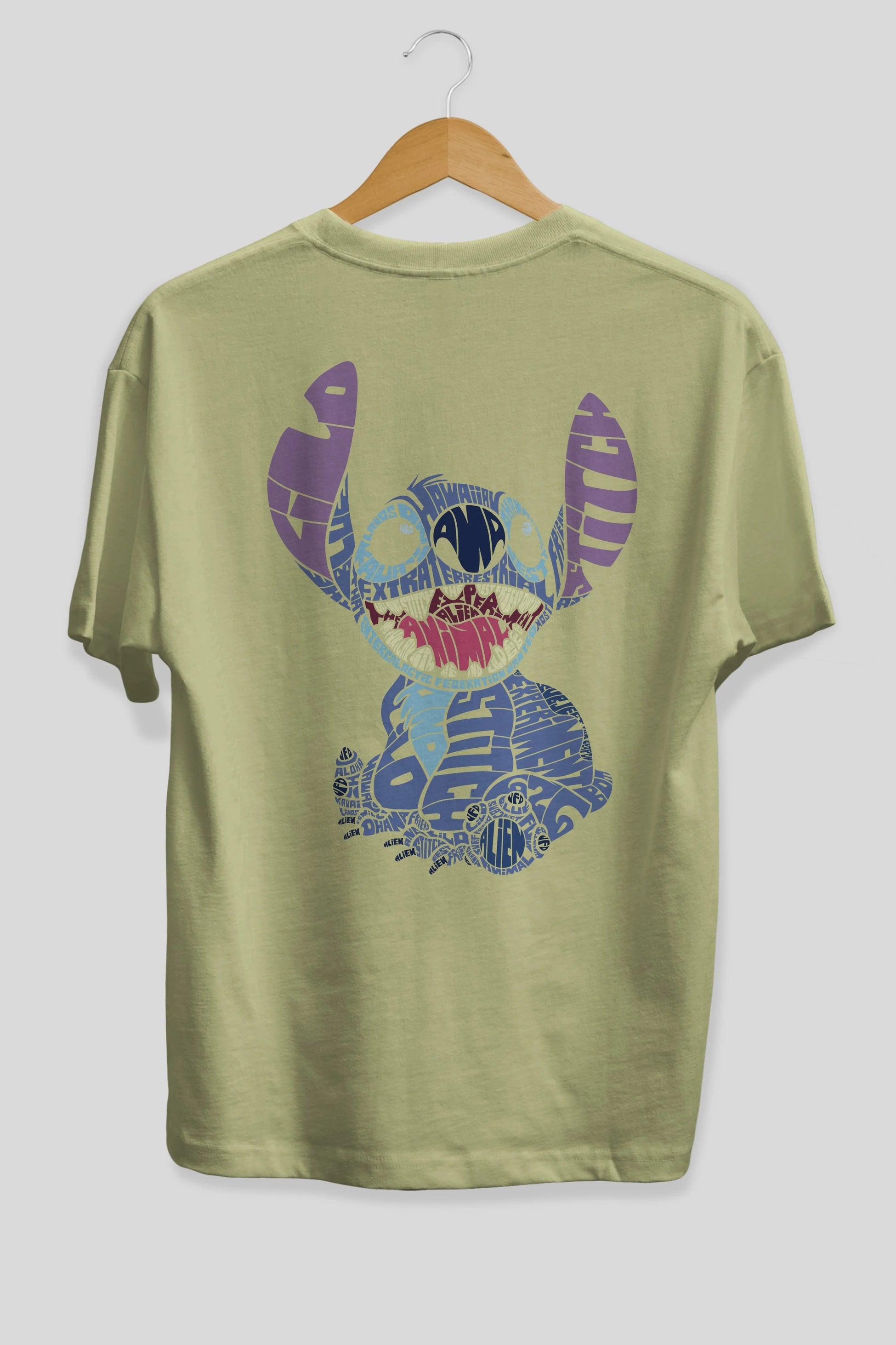 Stitch Arka Baskılı Oversize t-shirt %100 pamuk Erkek Kadın Unisex
