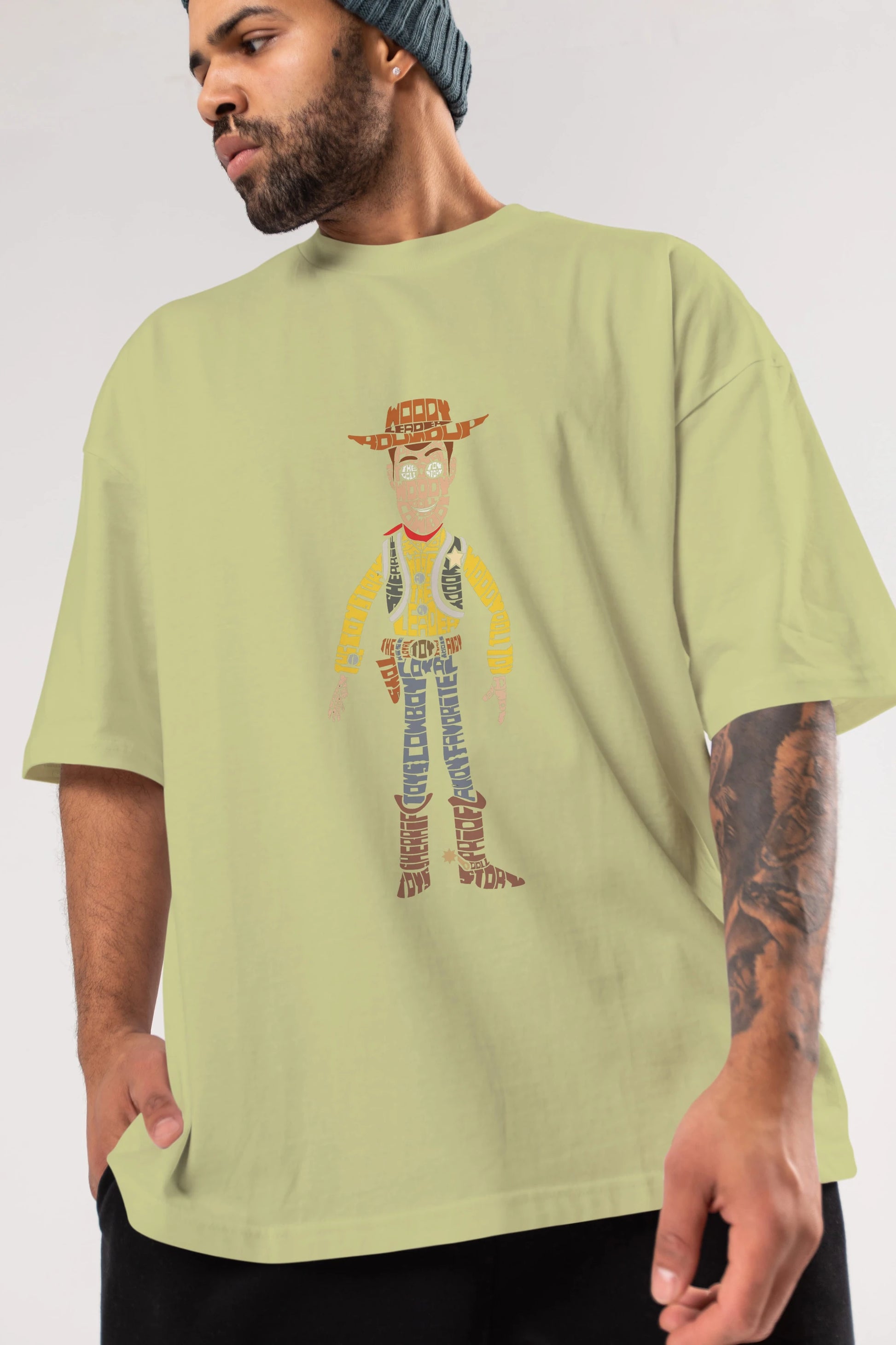 Woody Ön Baskılı Oversize t-shirt %100 pamuk Erkek Kadın Unisex
