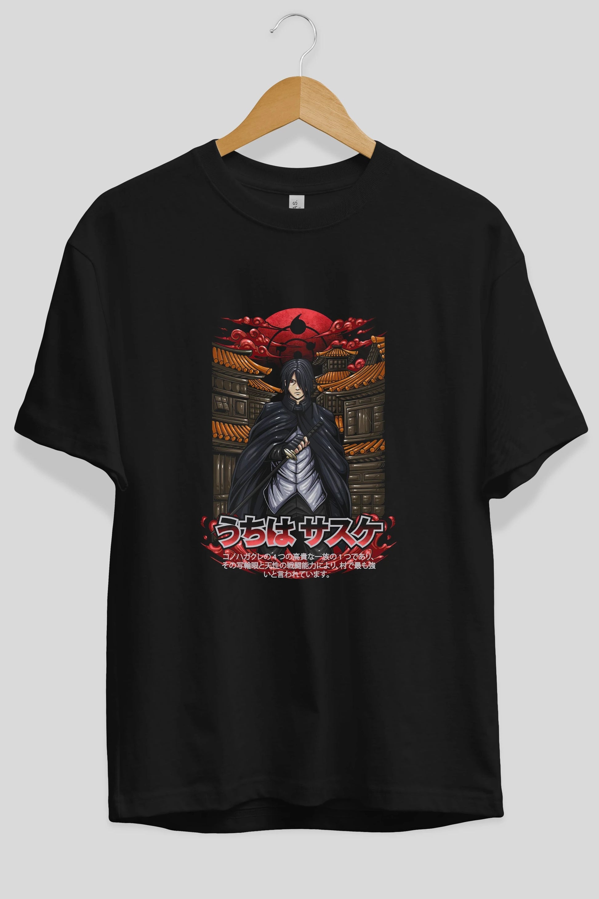 NARUTO SASUKE UCHIHA 1 Anime Ön Baskılı Oversize t-shirt %100 pamuk Erkek Kadın Unisex