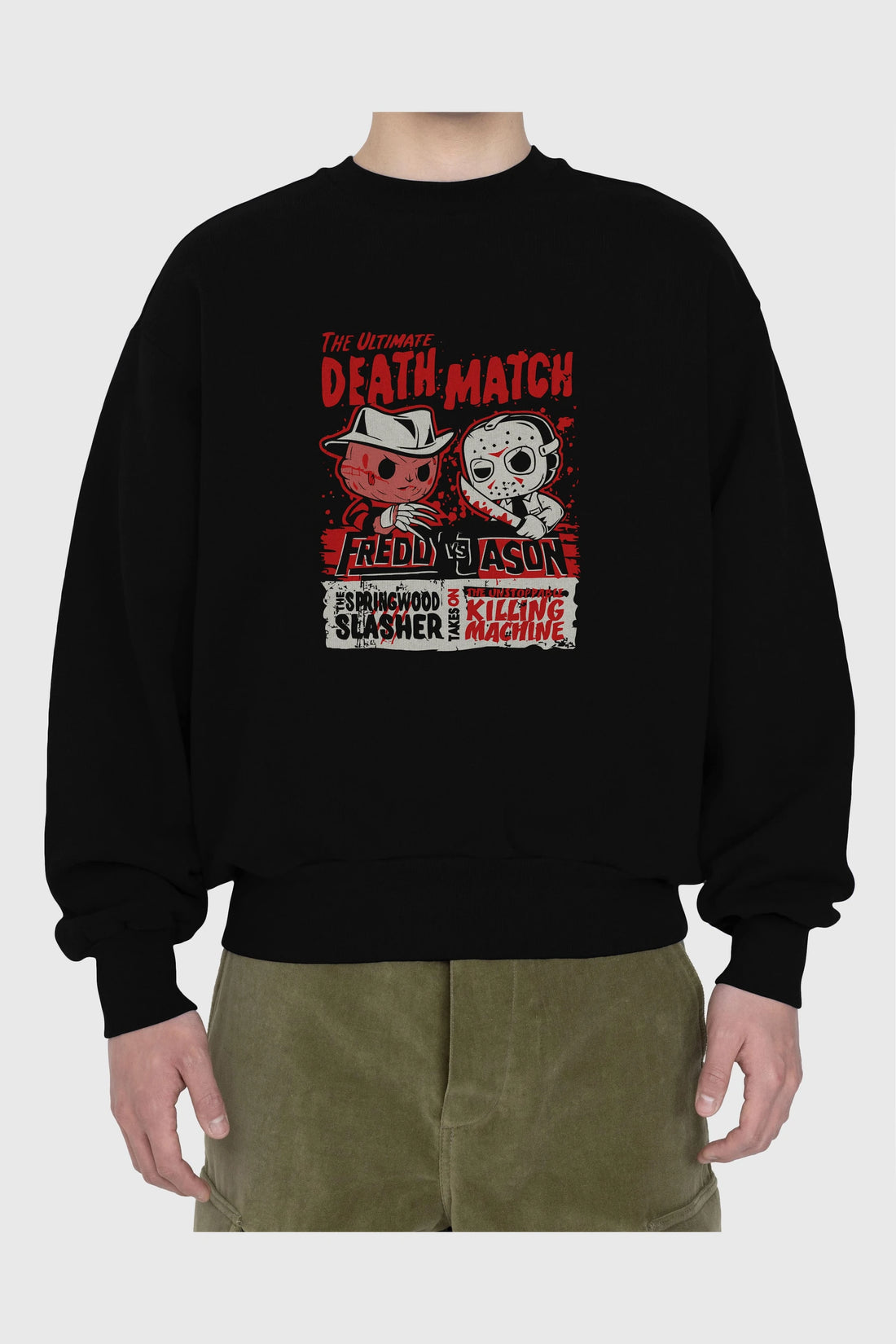 Freddy vs Jason Ön Baskılı Oversize Sweatshirt Erkek Kadın Unisex
