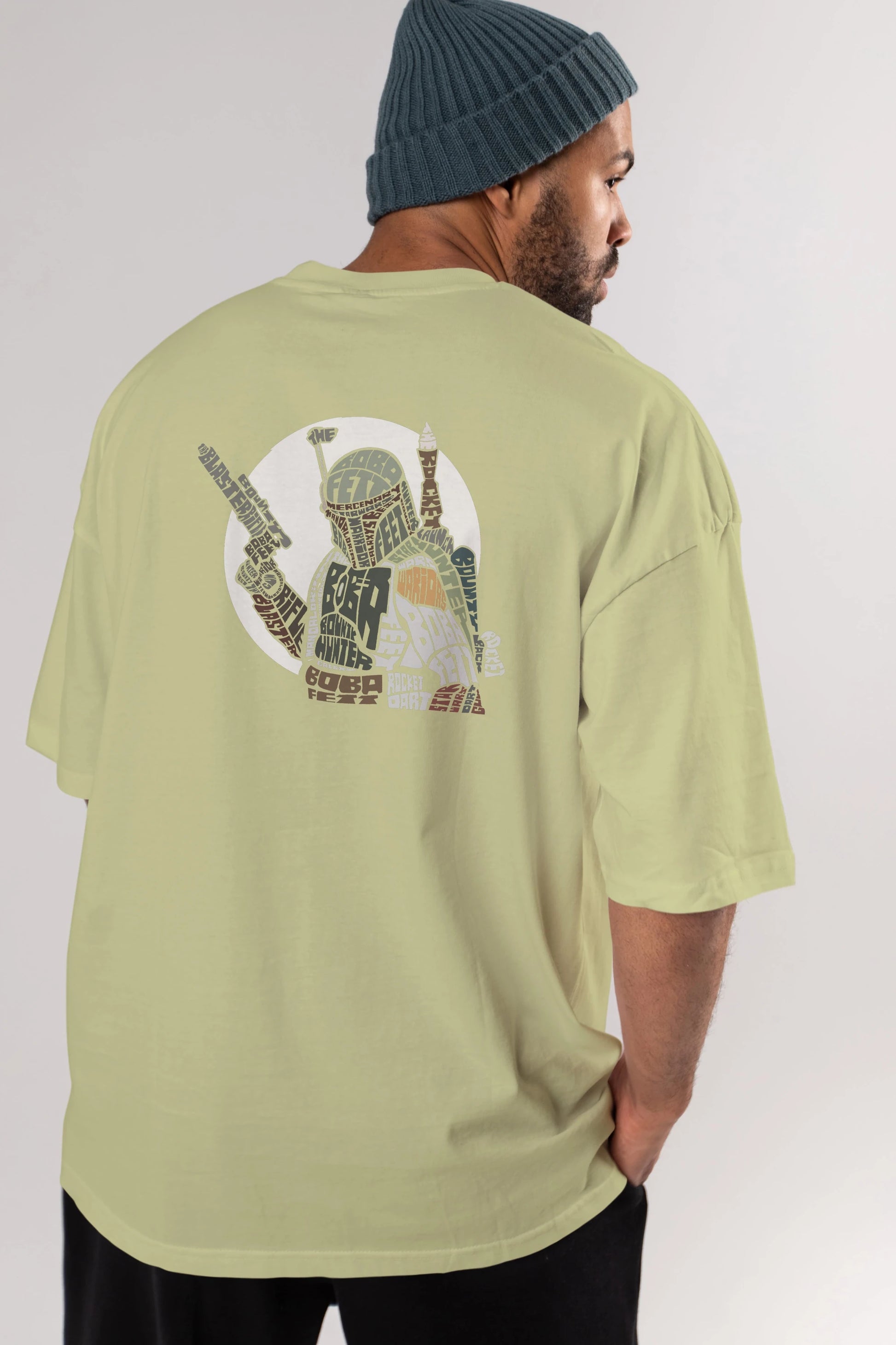 Boba Fett Arka Baskılı Oversize t-shirt %100 pamuk Erkek Kadın Unisex