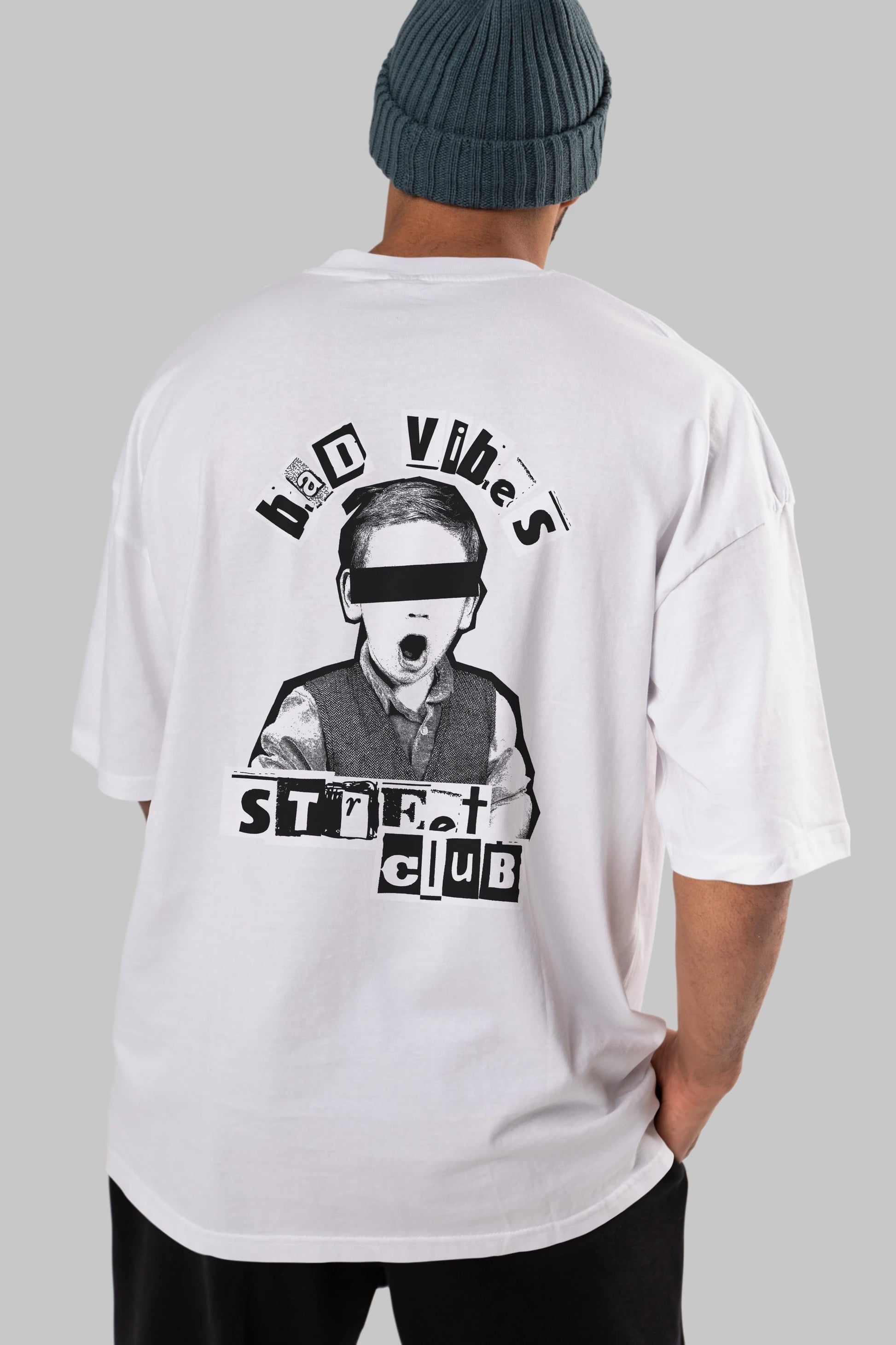 Bad Vibes Street Club Arka Baskılı Oversize t-shirt Erkek Kadın Unisex