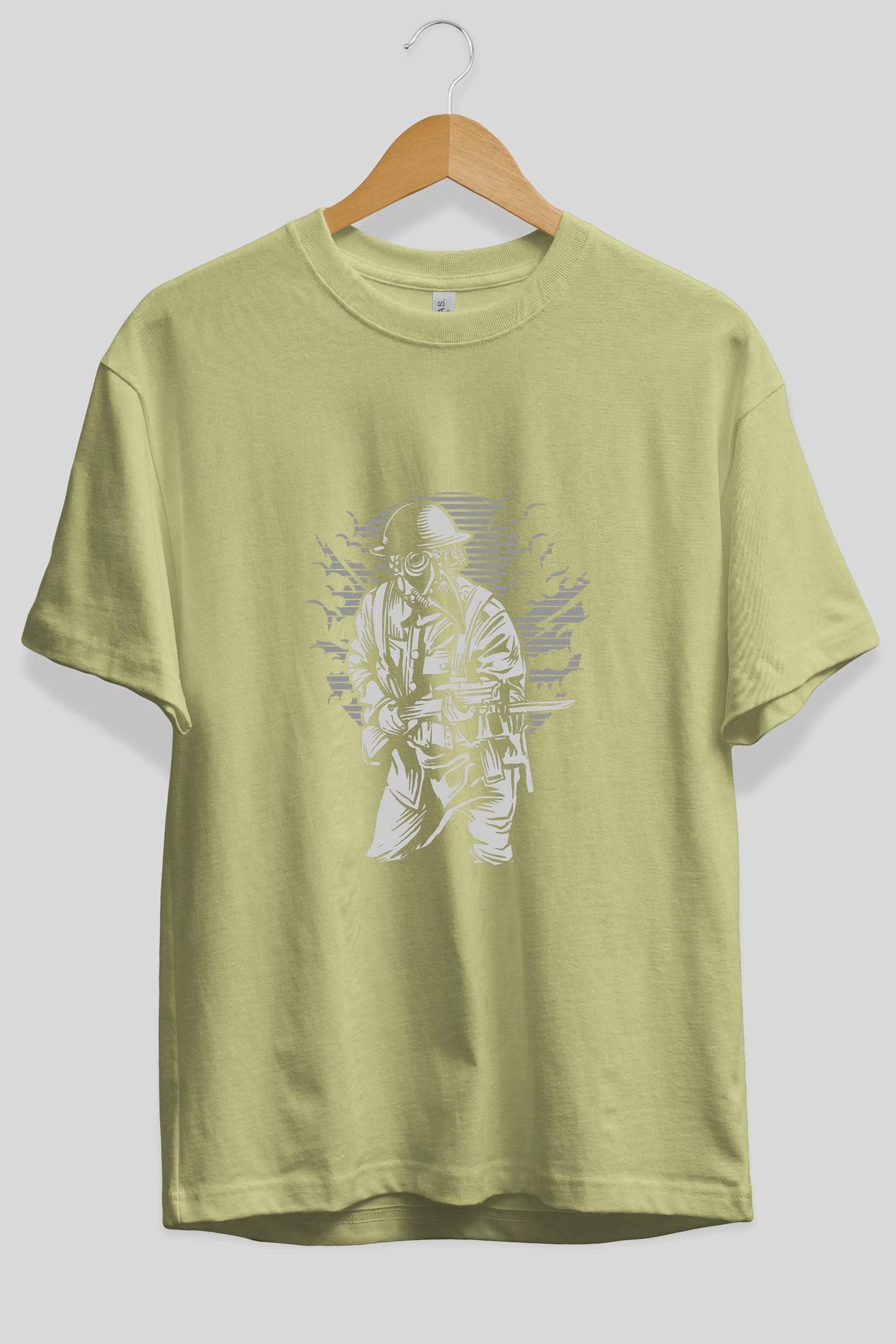 Steampunk Style Soldier Ön Baskılı Oversize t-shirt Erkek Kadın Unisex %100 Pamuk tişort
