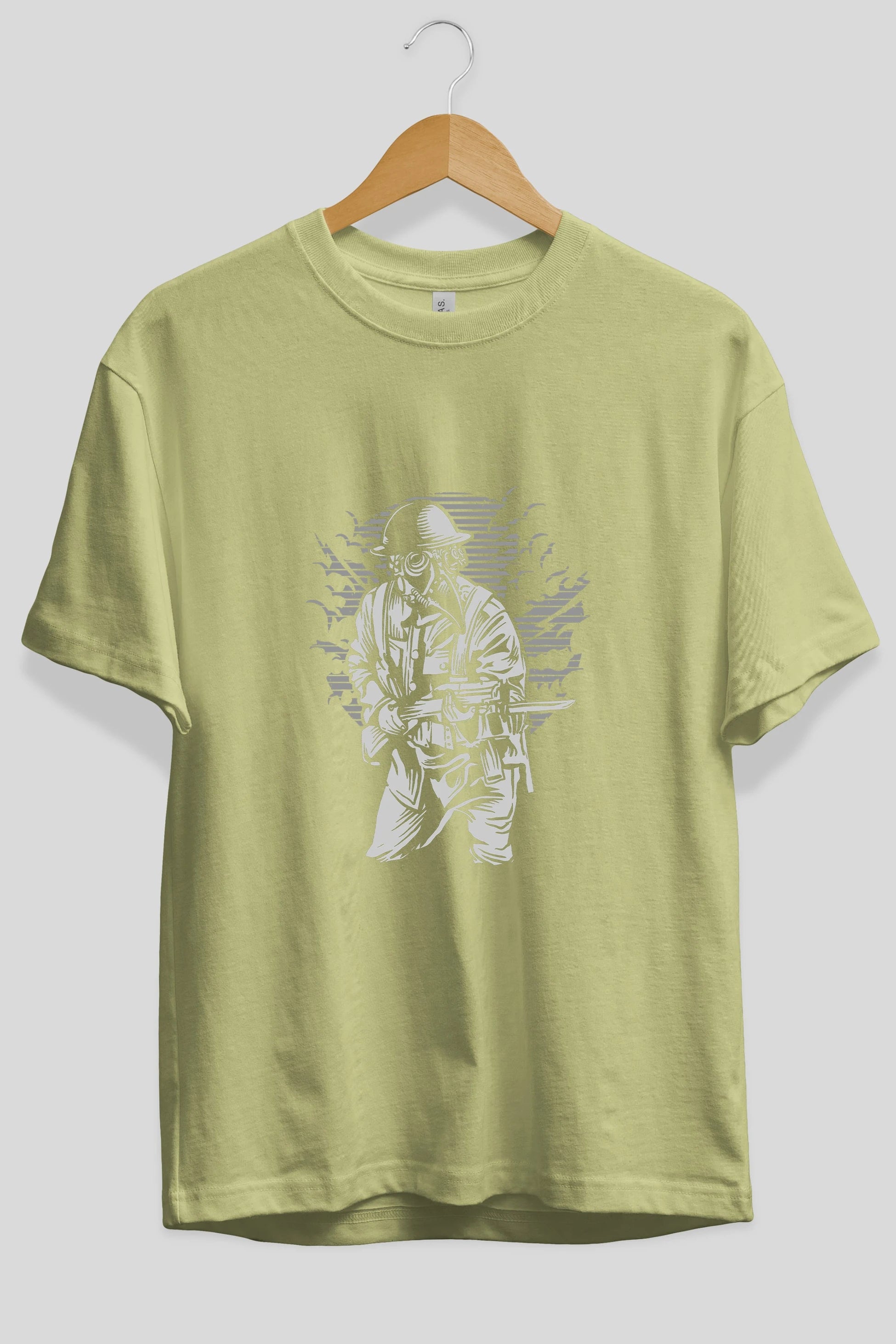 Steampunk Style Soldier Ön Baskılı Oversize t-shirt Erkek Kadın Unisex %100 Pamuk tişort