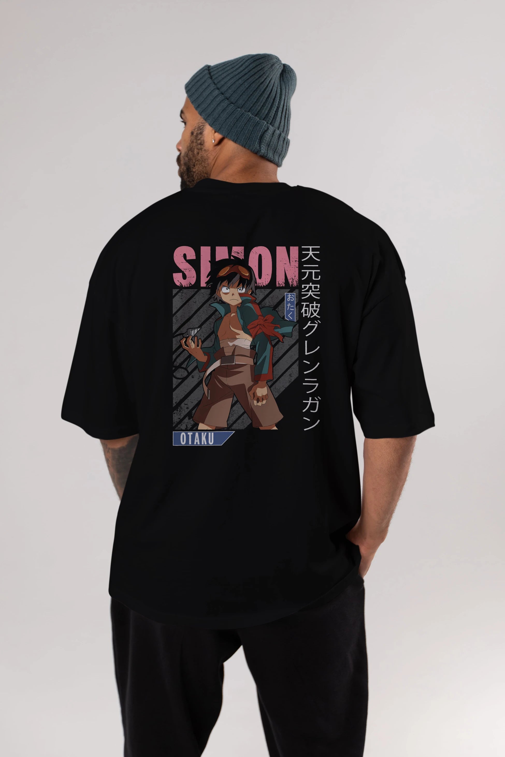 Simon 5 Anime Arka Baskılı Oversize t-shirt Erkek Kadın Unisex
