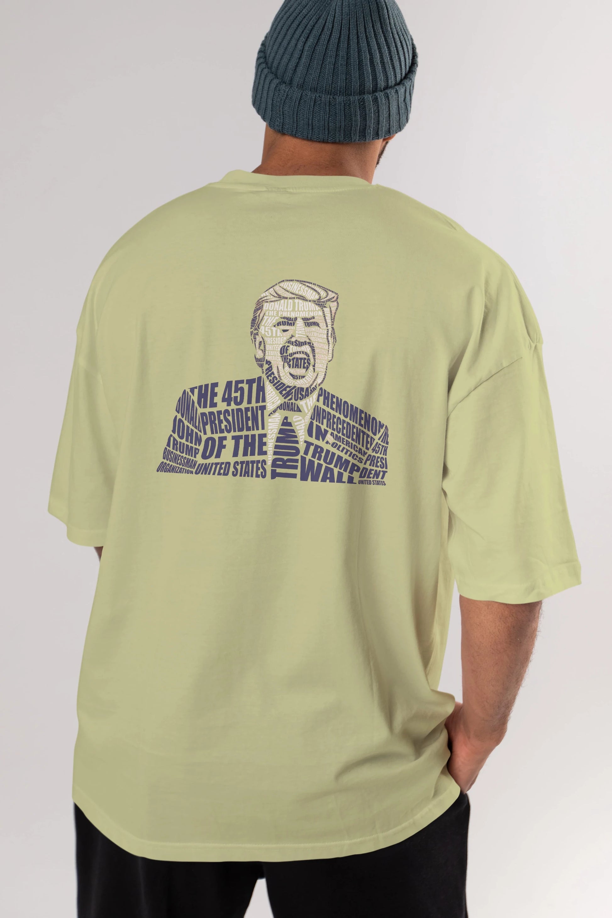 Trump Calligram Arka Baskılı Oversize t-shirt %100 pamuk Erkek Kadın Unisex