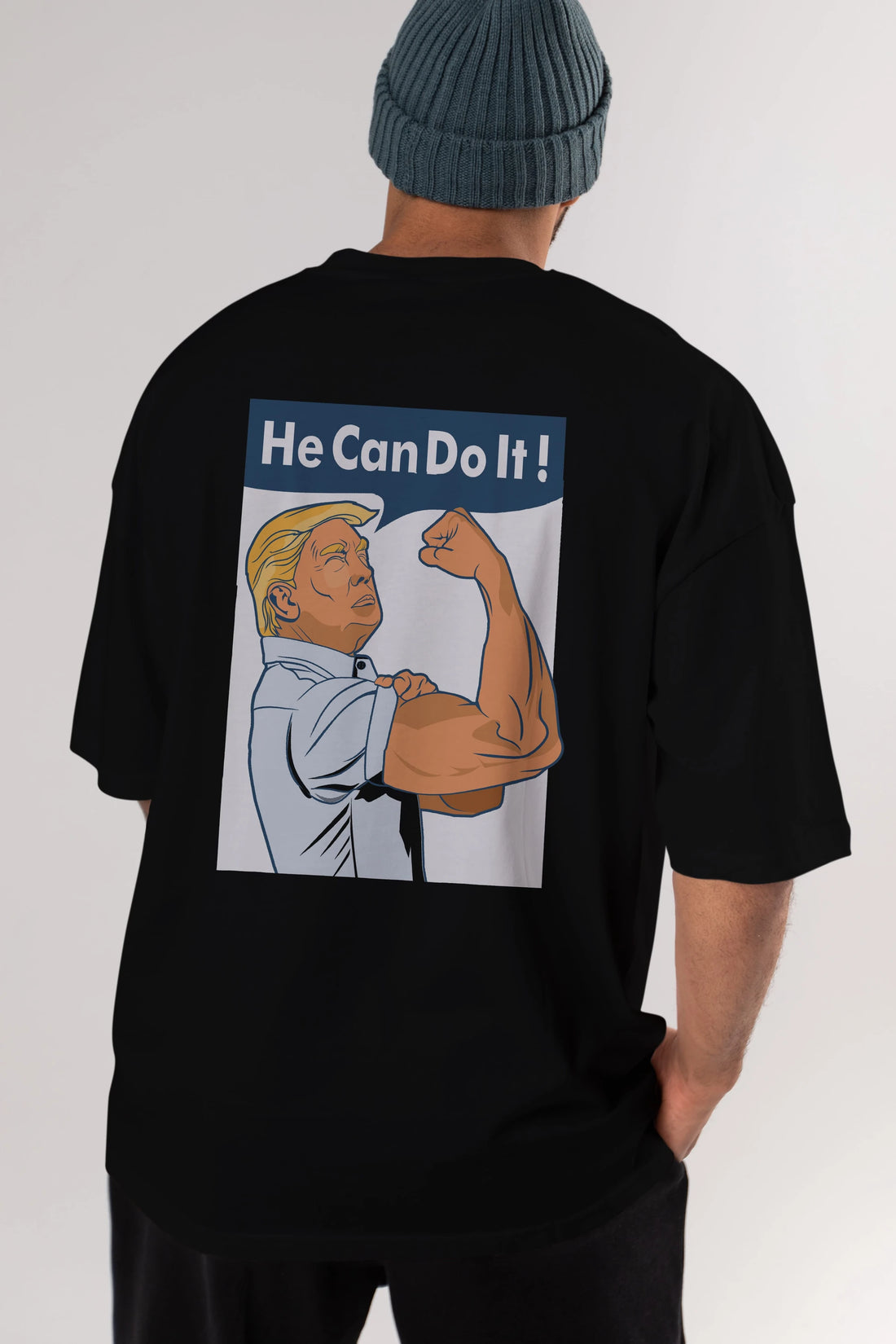 He Can Do It Trump Arka Baskılı Oversize t-shirt Erkek Kadın Unisex %100 Pamuk tişort