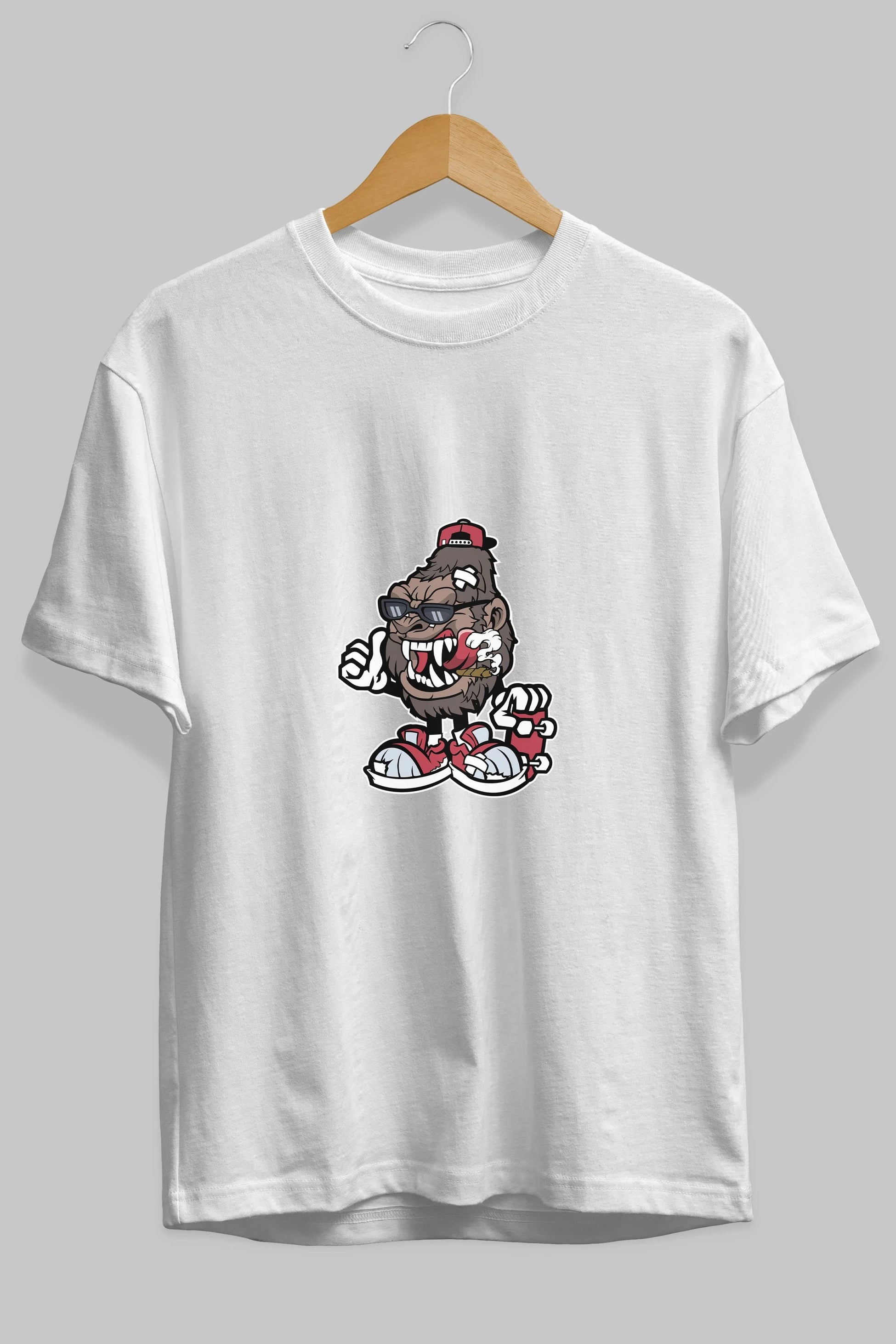 Gorilla Skater Ön Baskılı Oversize t-shirt Erkek Kadın Unisex %100 Pamuk tişort