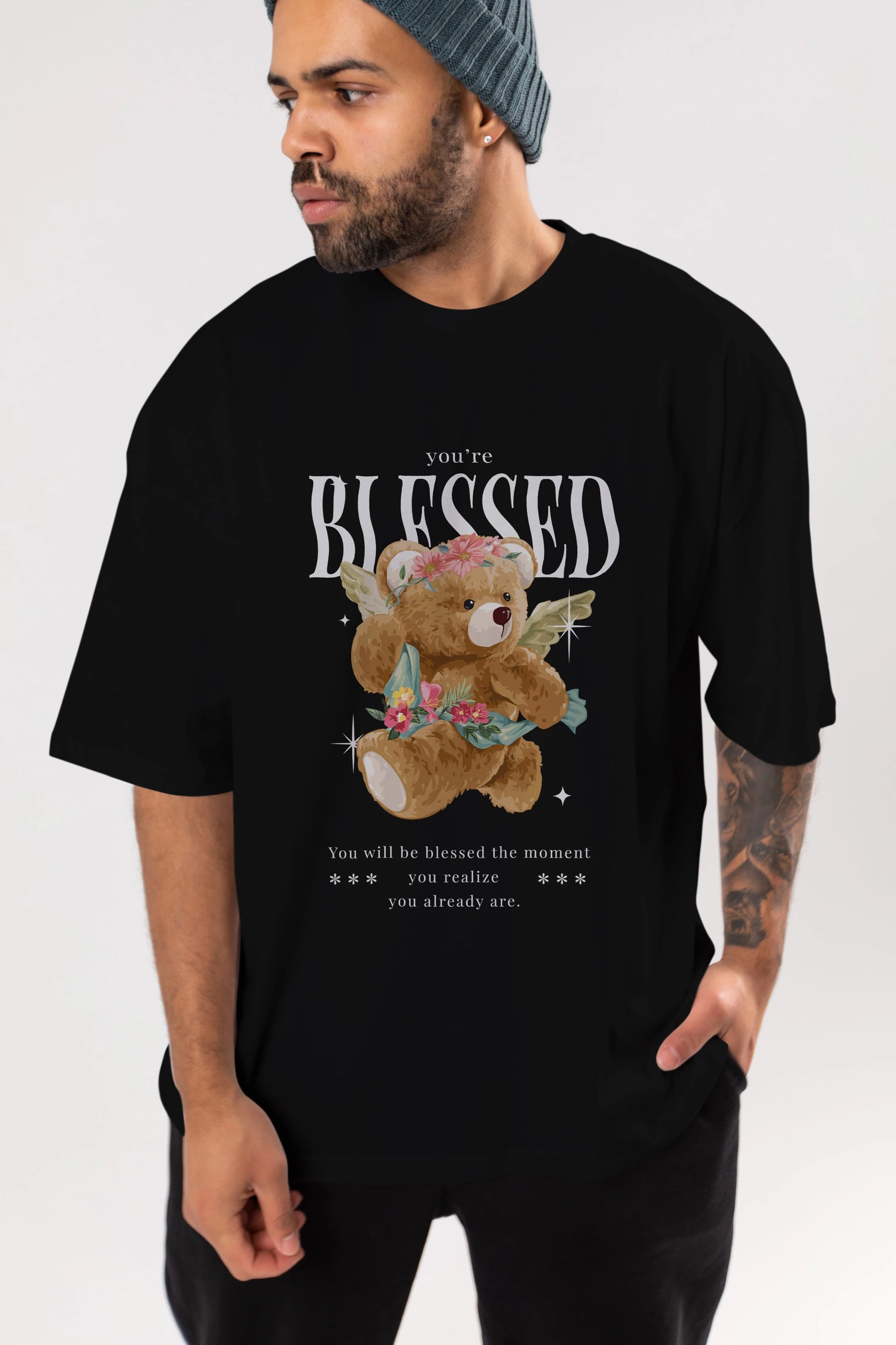 You are Blessed Bear Ön Baskılı Oversize t-shirt Erkek Kadın Unisex
