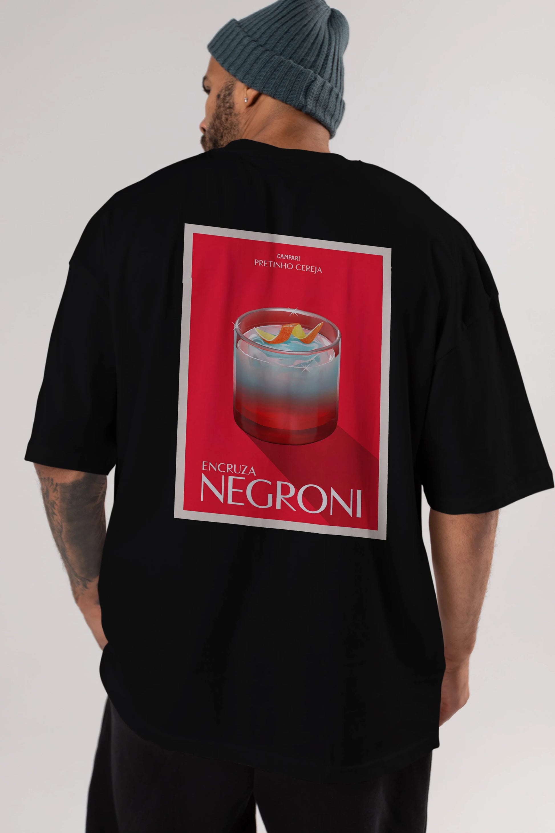 Encruza Negroni Arka Baskılı Oversize t-shirt Erkek Kadın Unisex %100 Pamuk Bisiklet Yaka tişort