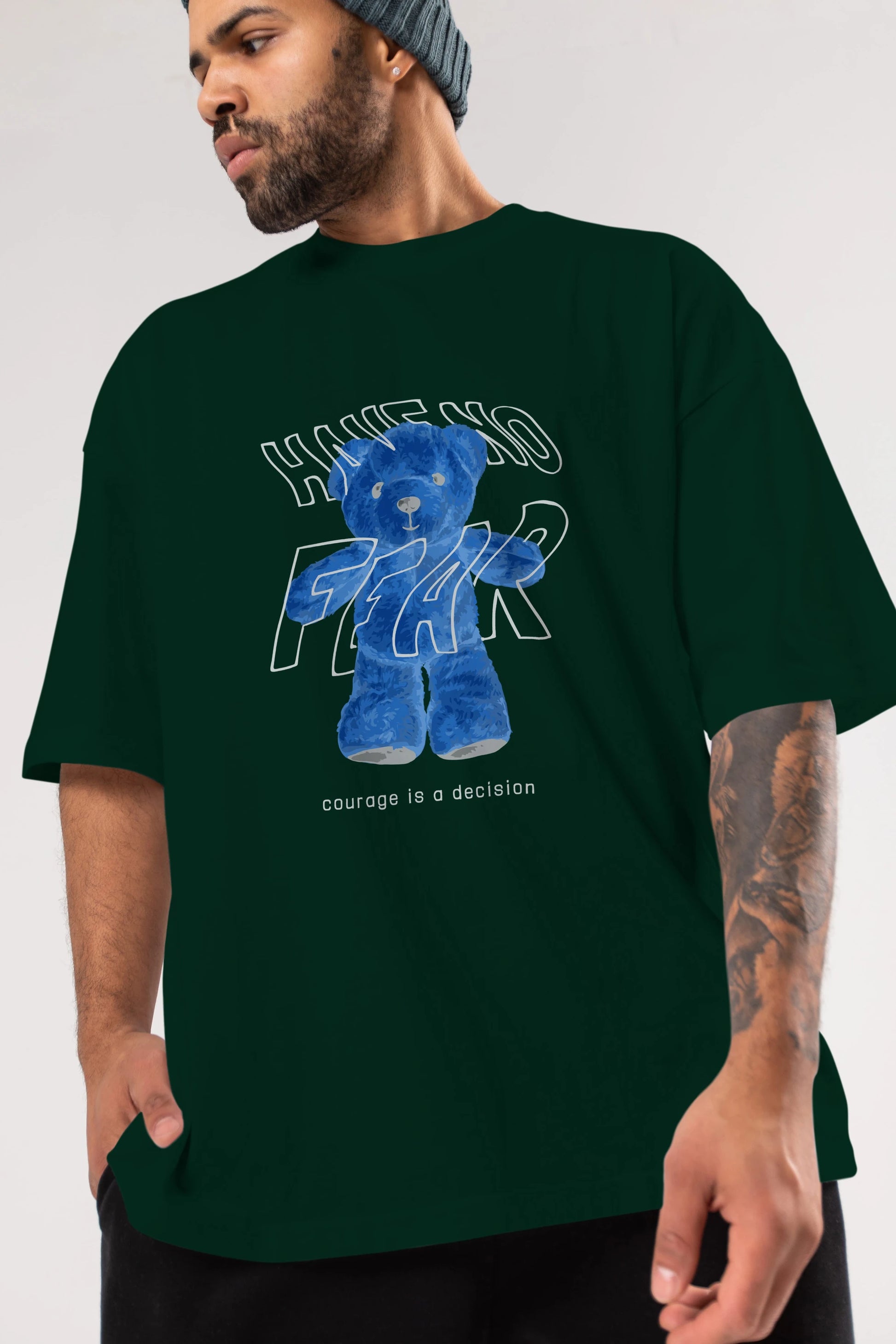Have no Fear Bear Ön Baskılı Oversize t-shirt Erkek Kadın Unisex