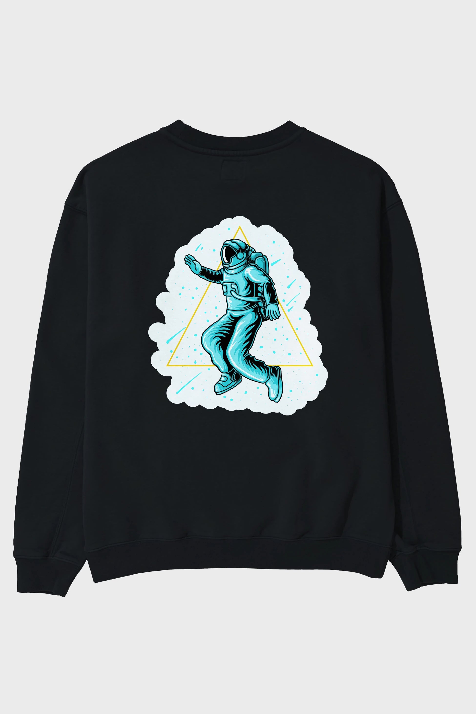 Astronaut Starry Triangle Sticker Arka Baskılı Oversize Sweatshirt Erkek Kadın Unisex