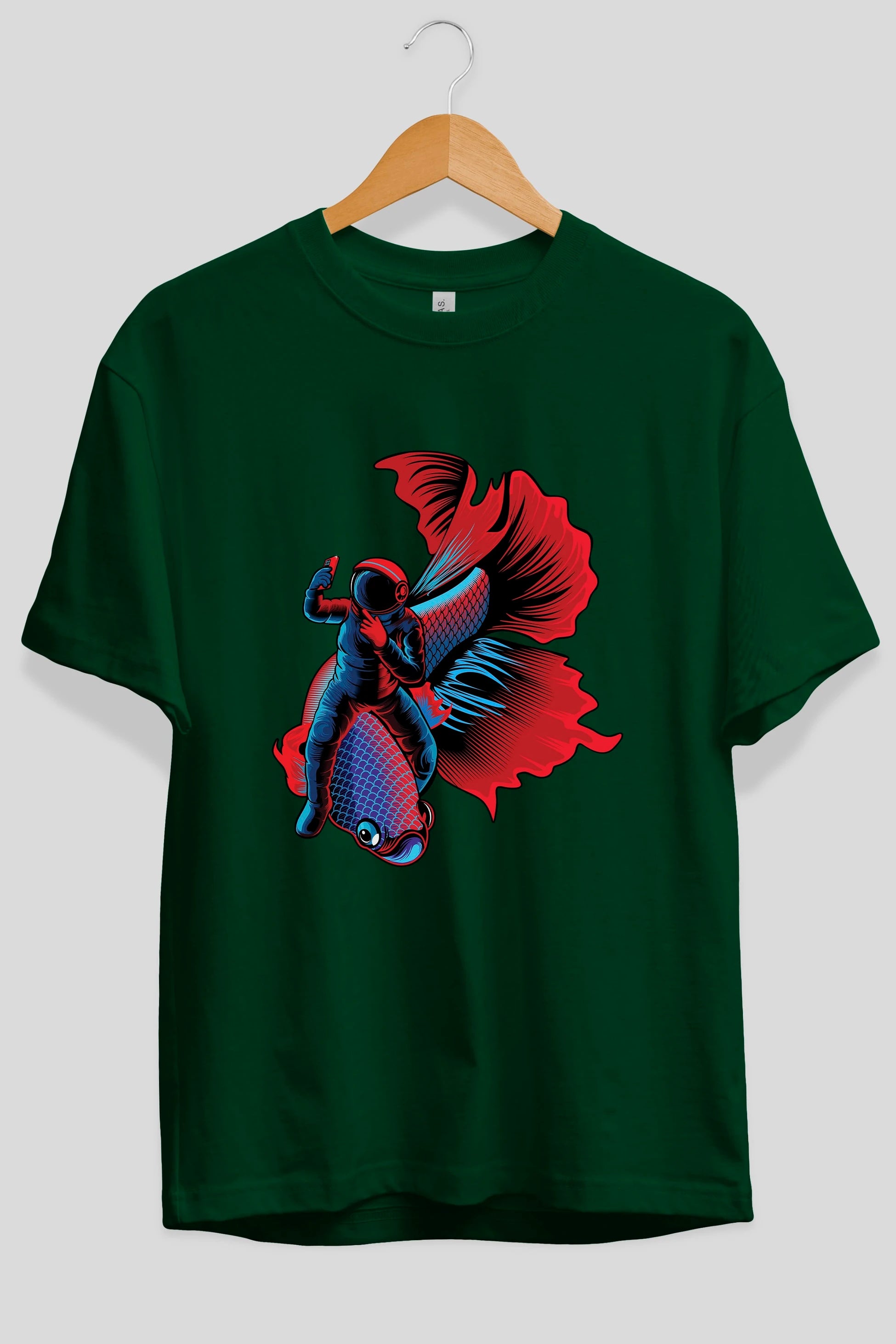 Astrofish selfie Ön Baskılı Oversize t-shirt Erkek Kadın Unisex