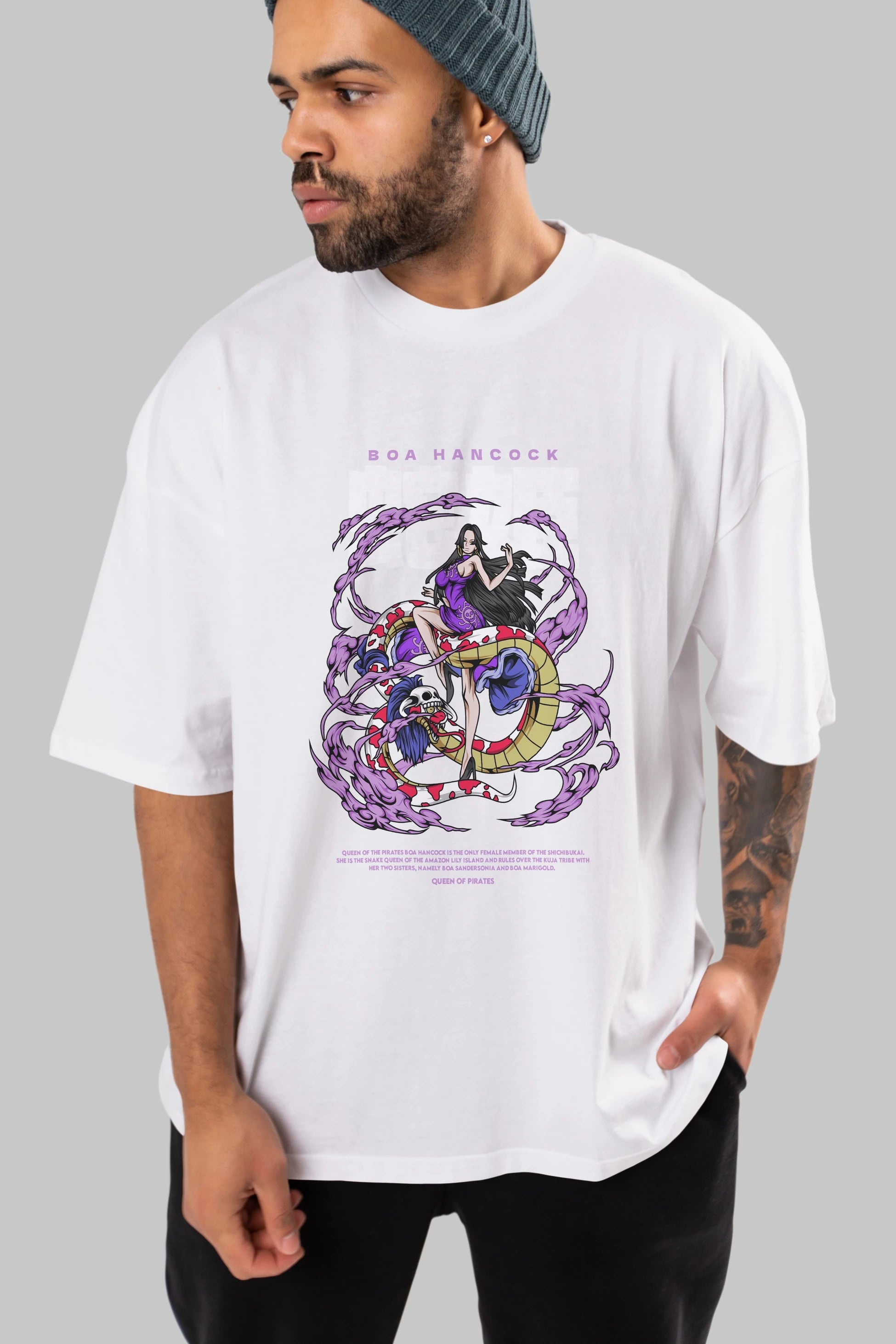 Boa Hancock Anime Ön Baskılı Oversize t-shirt %100 pamuk Erkek Kadın Unisex