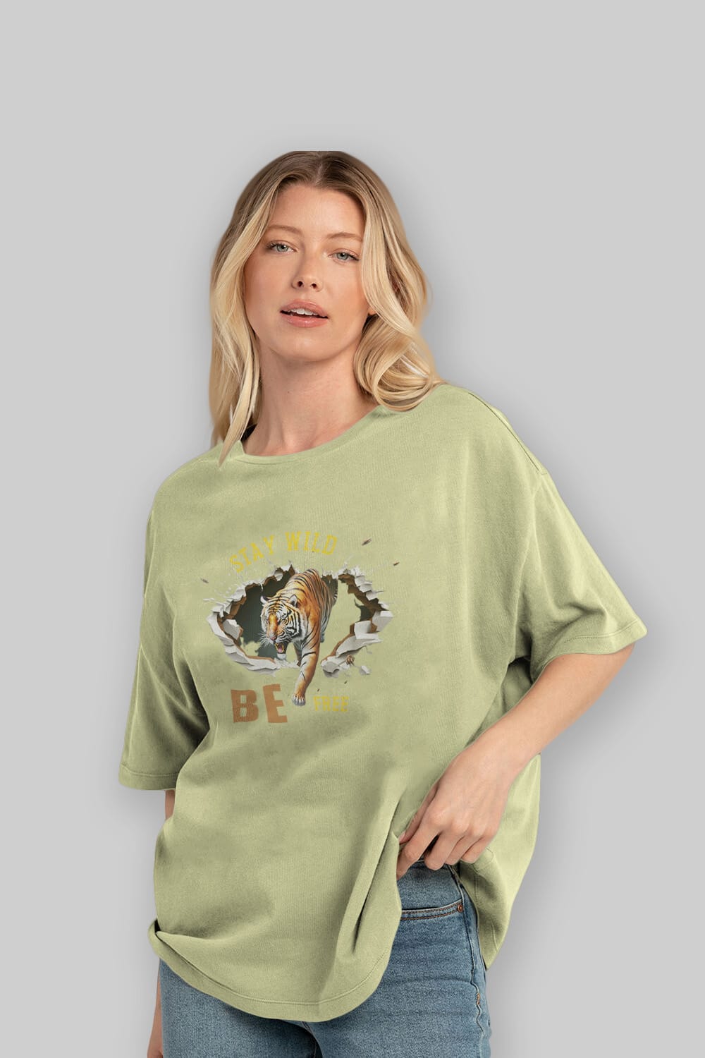 Stay Wild Be Free Yazılı Ön Baskılı Oversize t-shirt Erkek Kadın Unisex