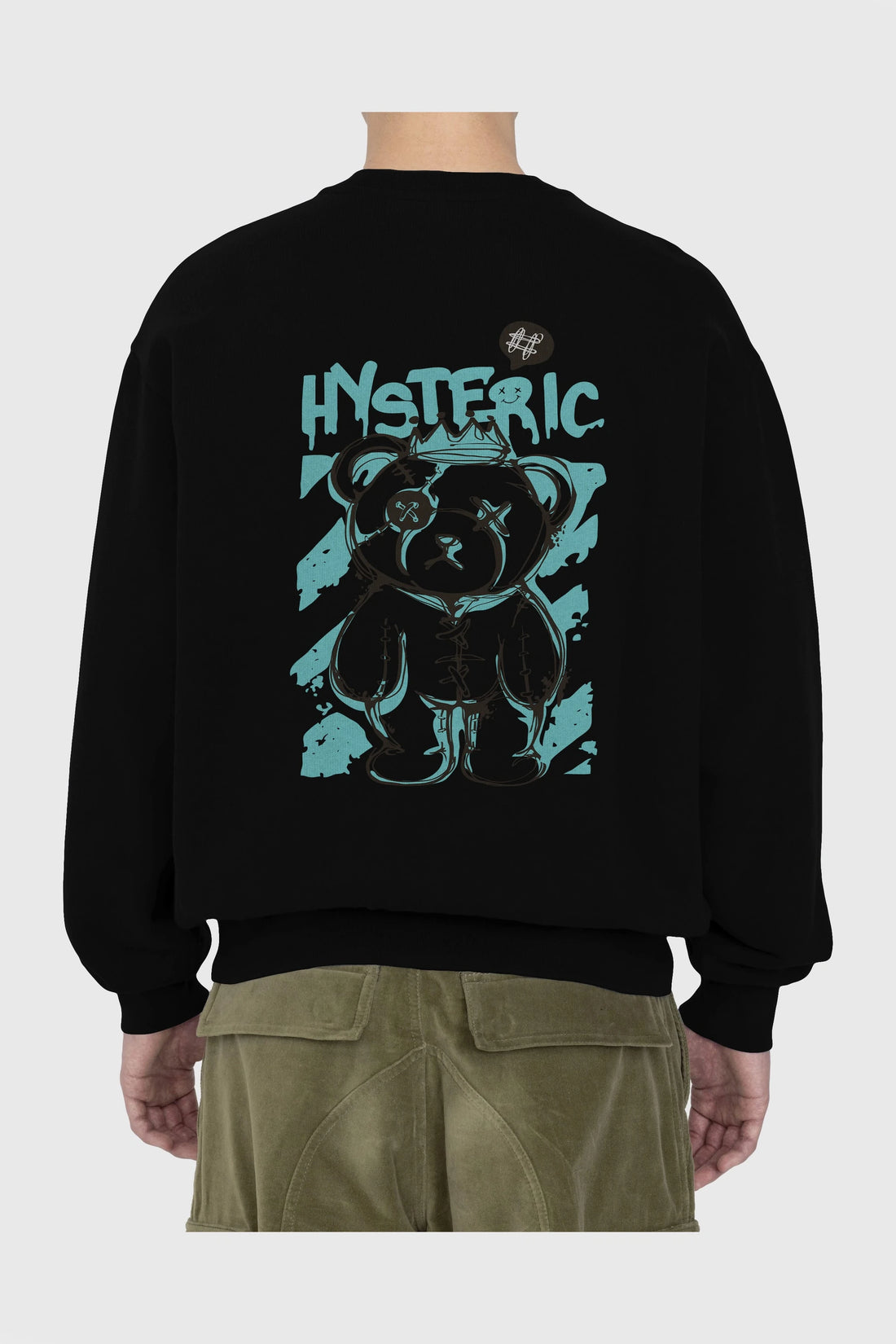 Hysteric Bear Arka Baskılı Oversize Sweatshirt Erkek Kadın Unisex