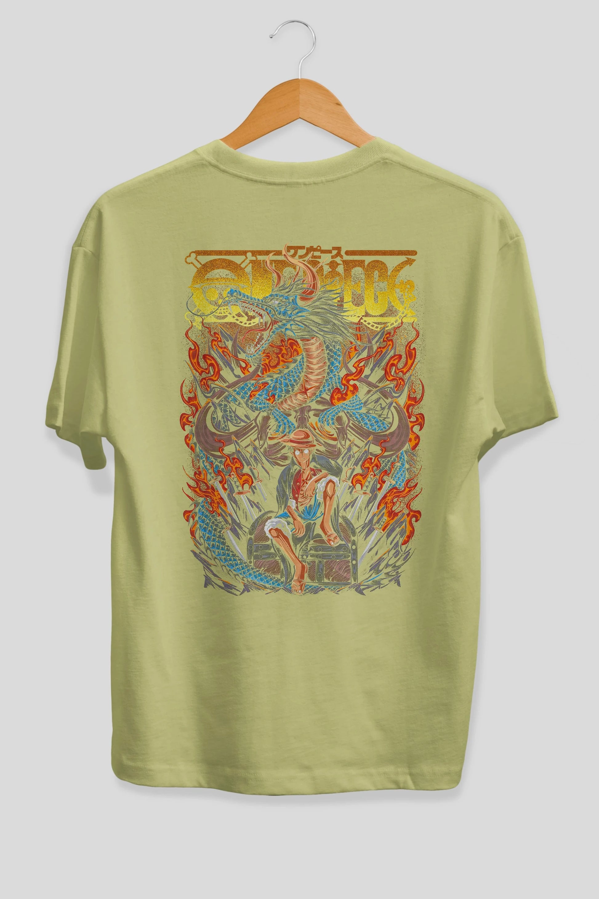 MONKEY D. LUFF-ONE PIECE Anime Arka Baskılı Oversize t-shirt Erkek Kadın Unisex