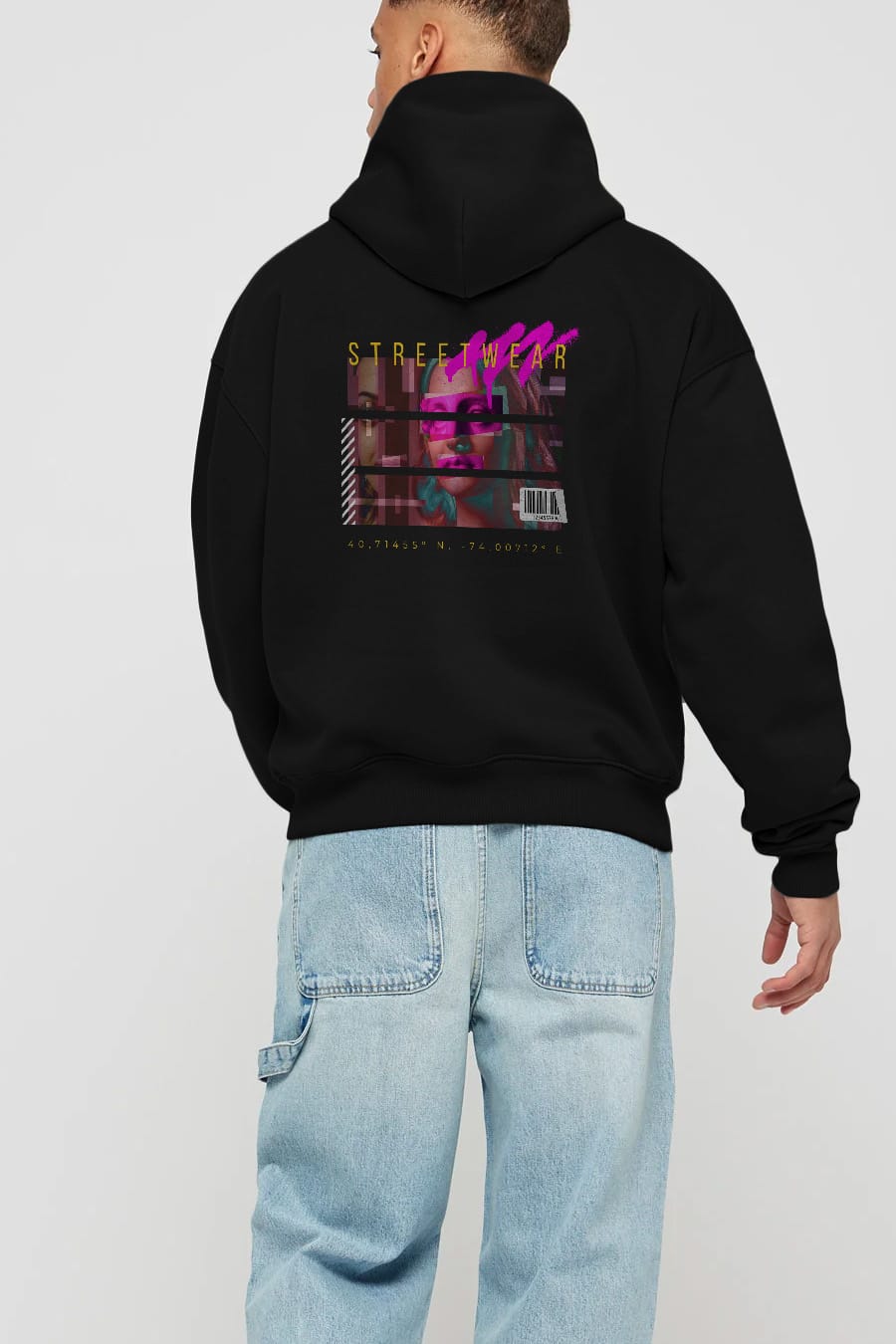 Futuristic Streetwear 2 Arka Baskılı Oversize Hoodie Kapüşonlu Sweatshirt Erkek Kadın Unisex