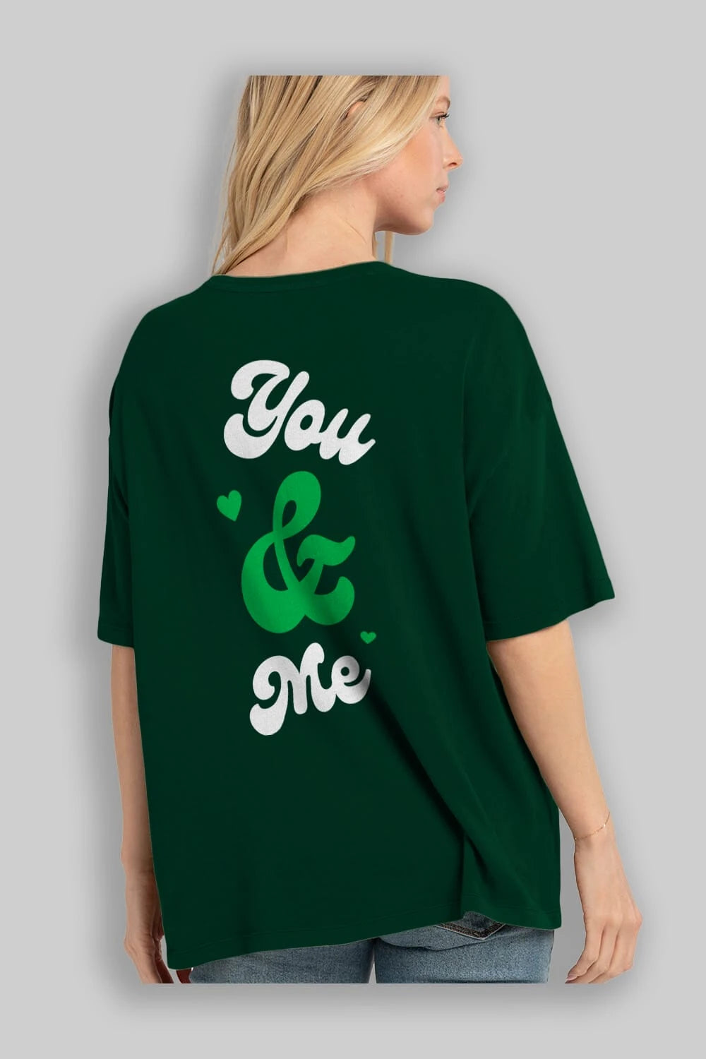 You and Me Yazılı Arka Baskılı Oversize t-shirt Erkek Kadın Unisex