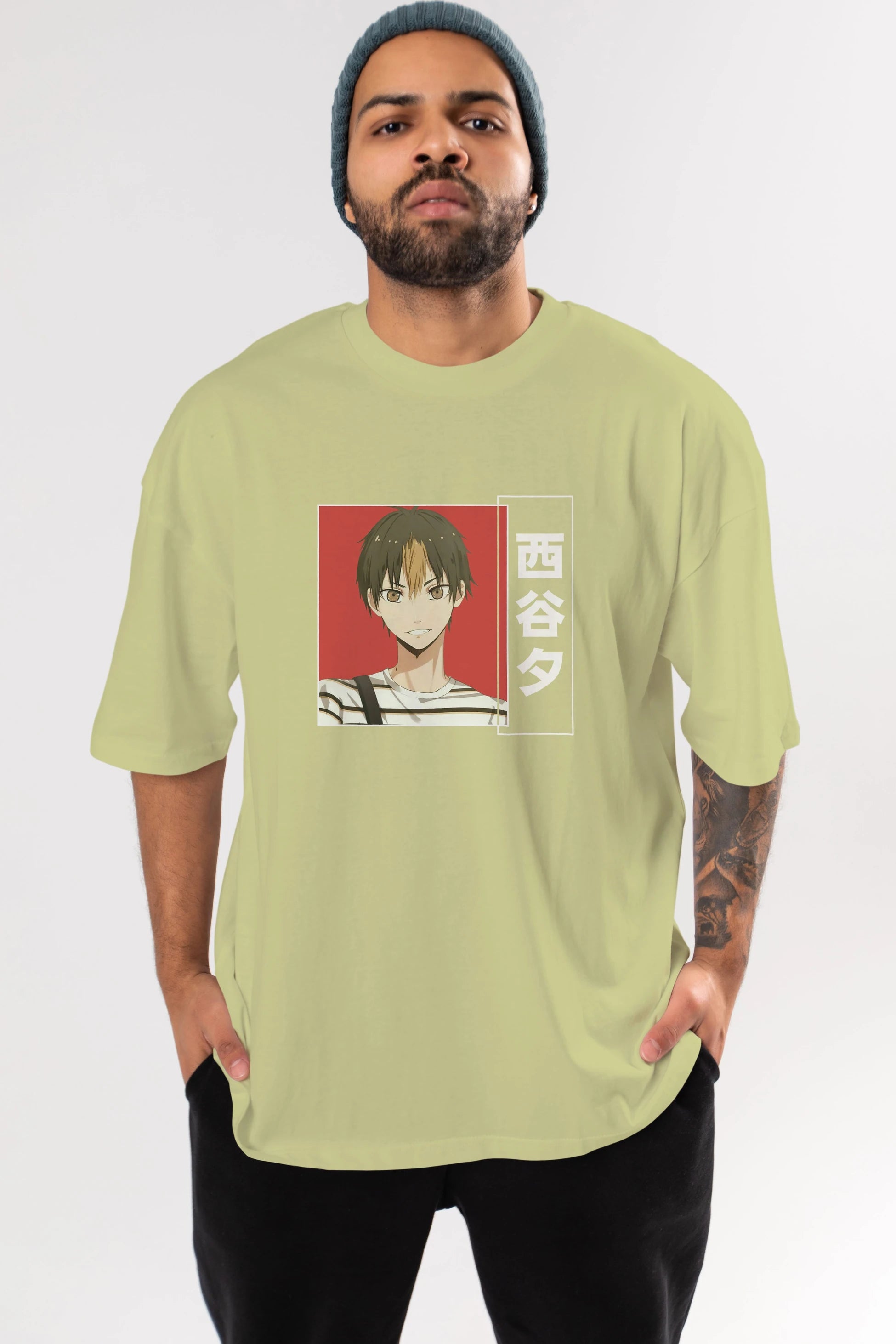 Yuu Nishinoya 1 Anime Ön Baskılı Oversize t-shirt %100 pamuk Erkek Kadın Unisex