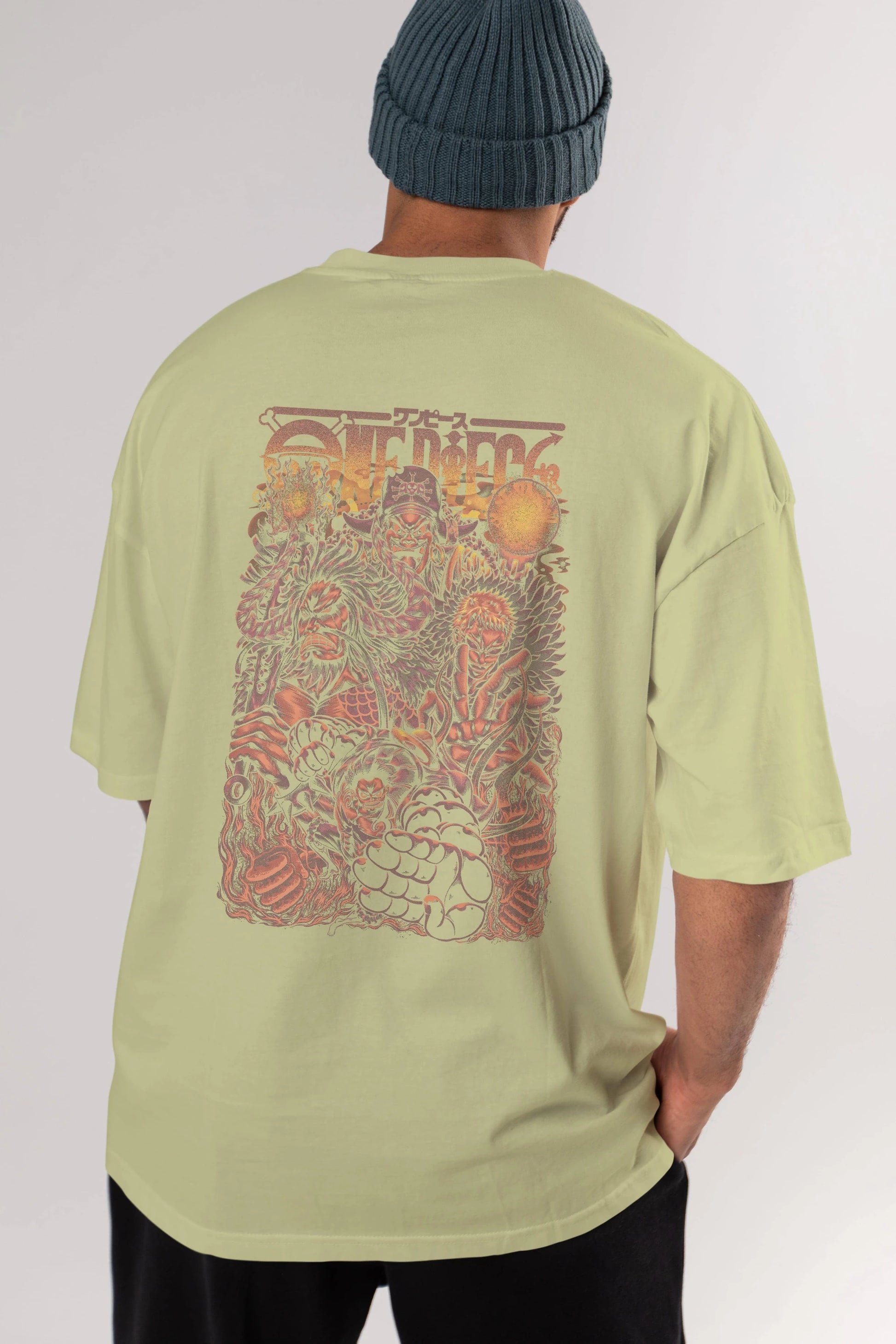 ONE PIECE Anime Arka Baskılı Oversize t-shirt Erkek Kadın Unisex