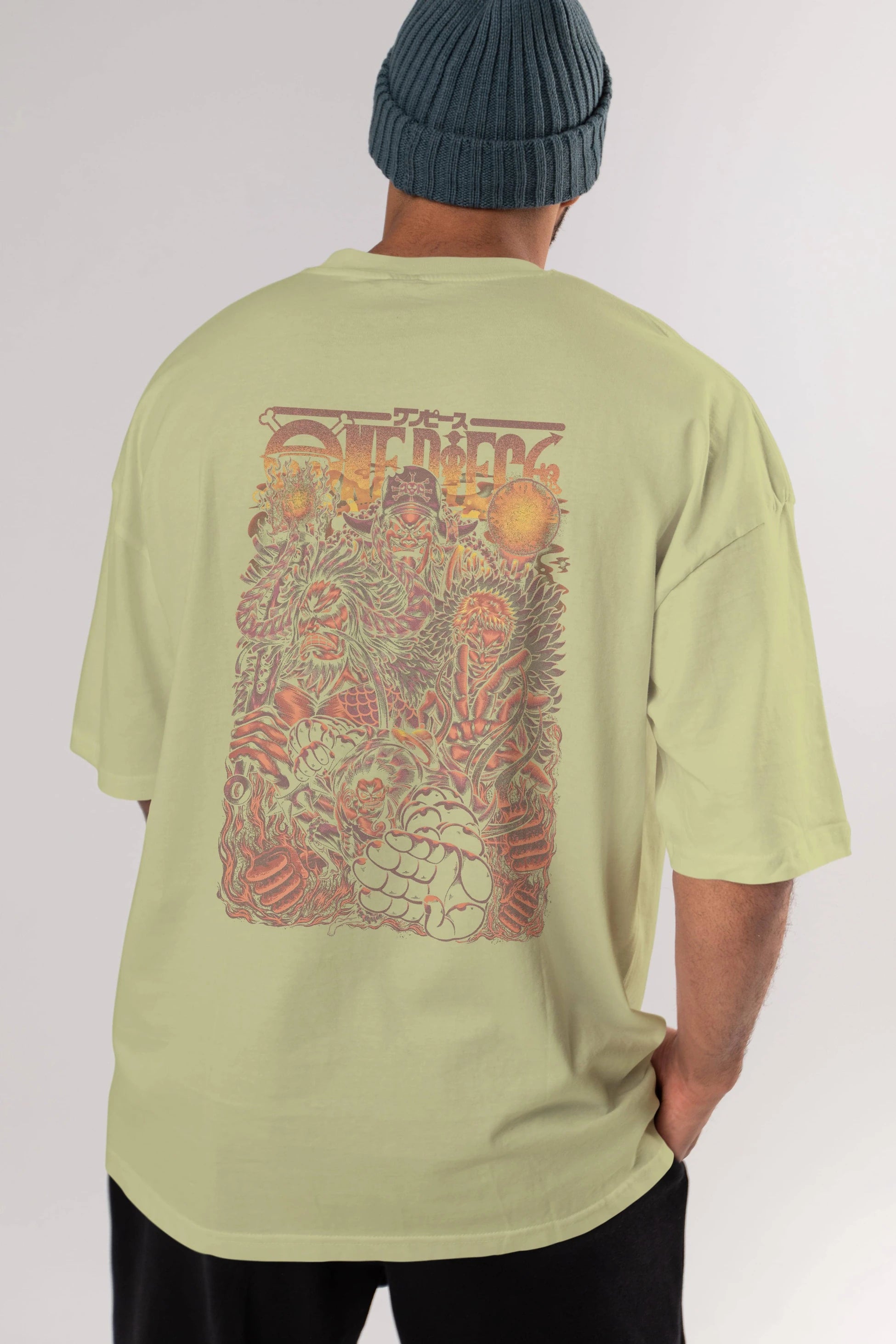 ONE PIECE Anime Arka Baskılı Oversize t-shirt Erkek Kadın Unisex