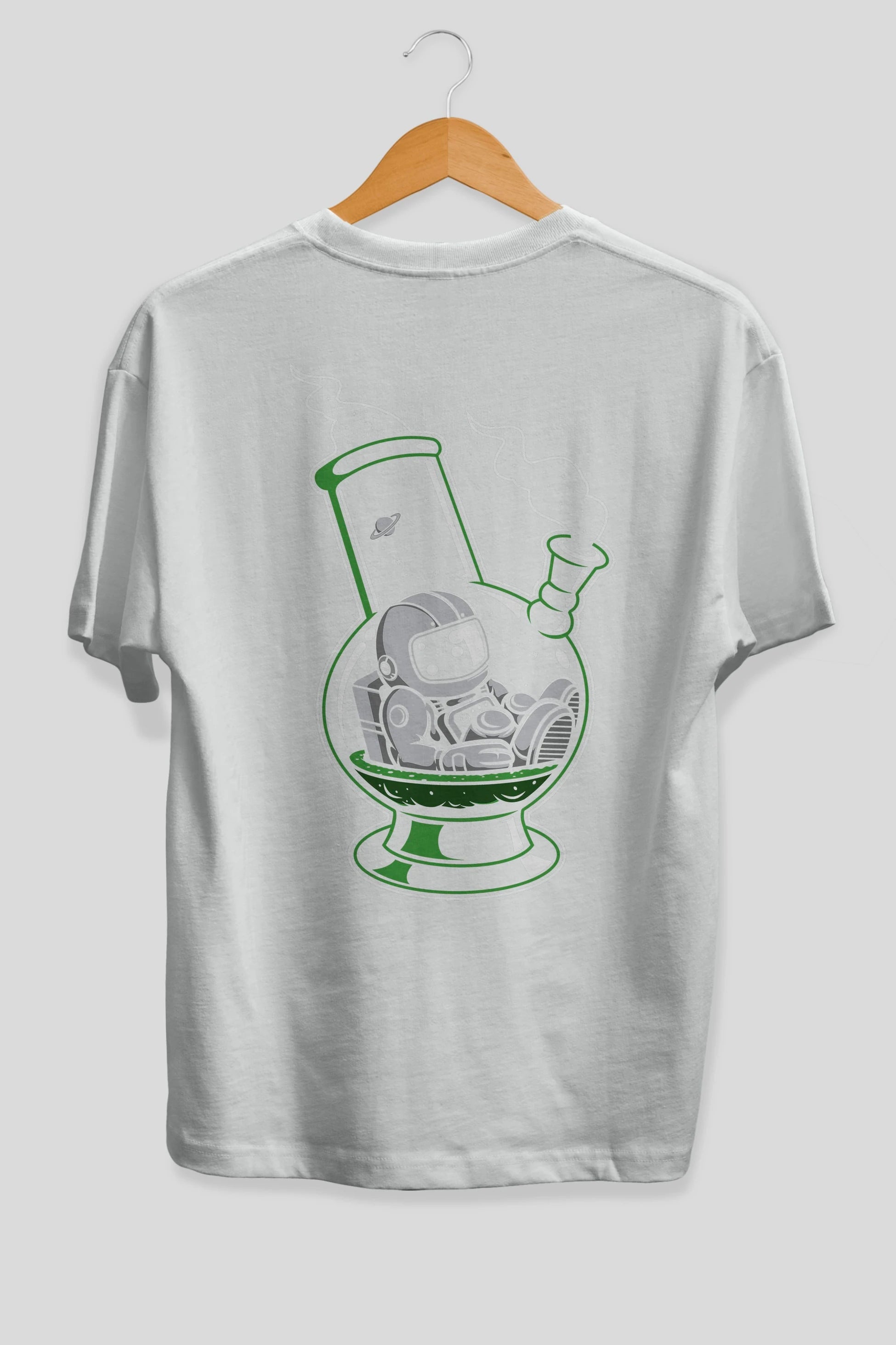 Astronaut Bong Arka Baskılı Oversize t-shirt Erkek Kadın Unisex