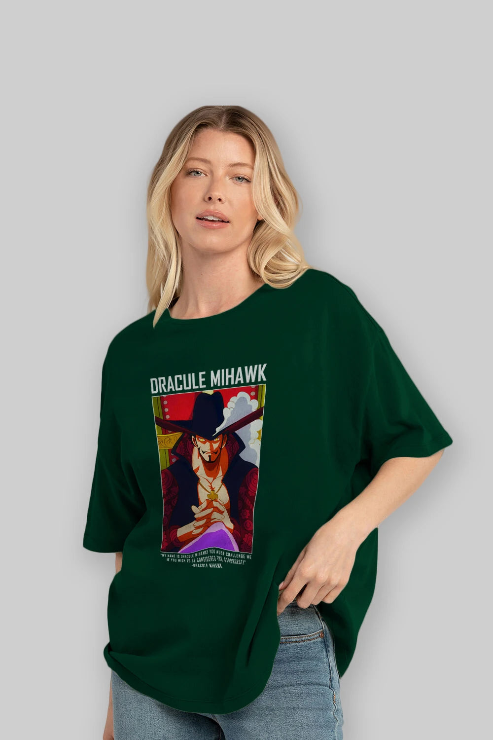 Dracule Mihawk Anime Ön Baskılı Oversize t-shirt Erkek Kadın Unisex