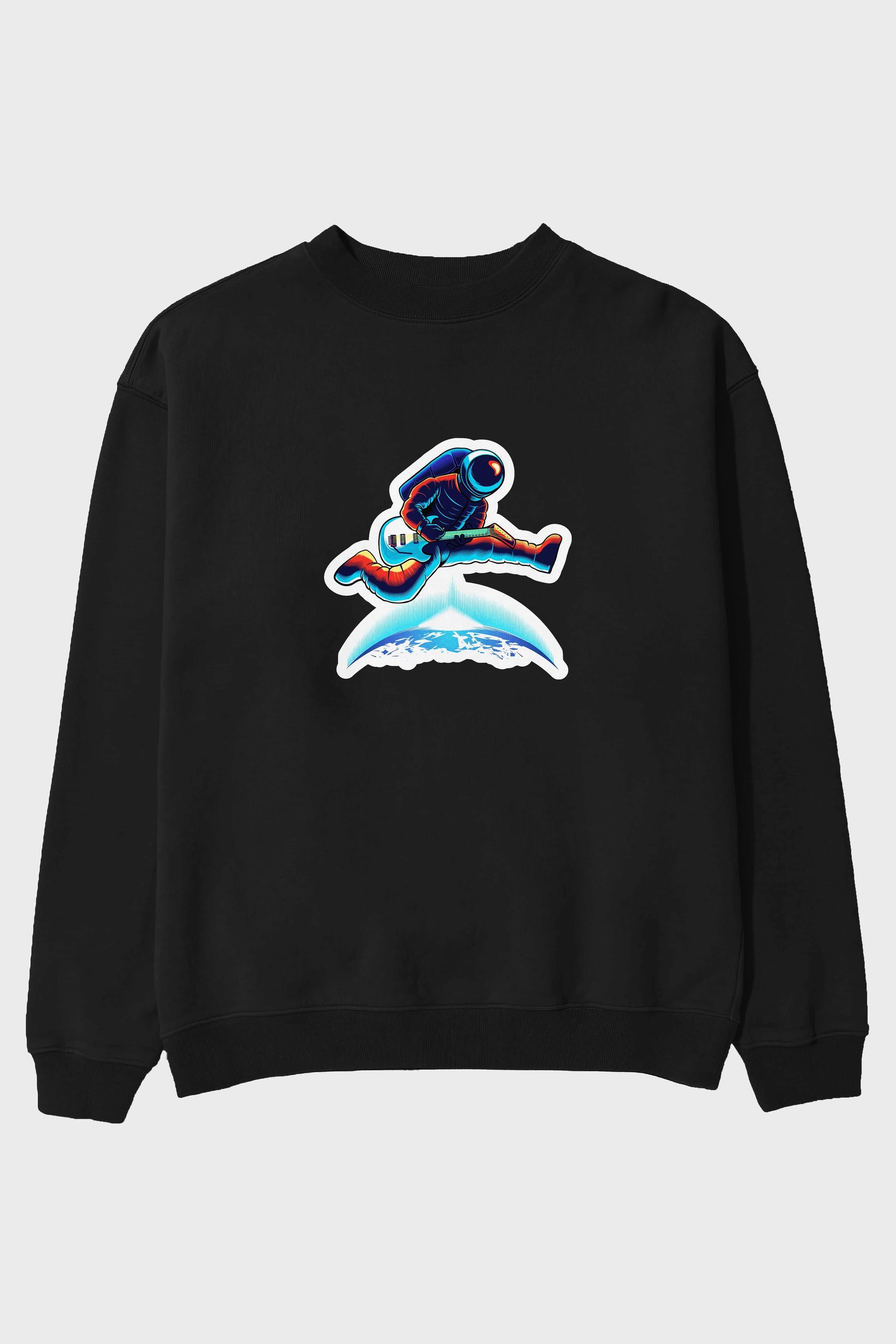 Astroguitar Sticker Ön Baskılı Oversize Sweatshirt Erkek Kadın Unisex