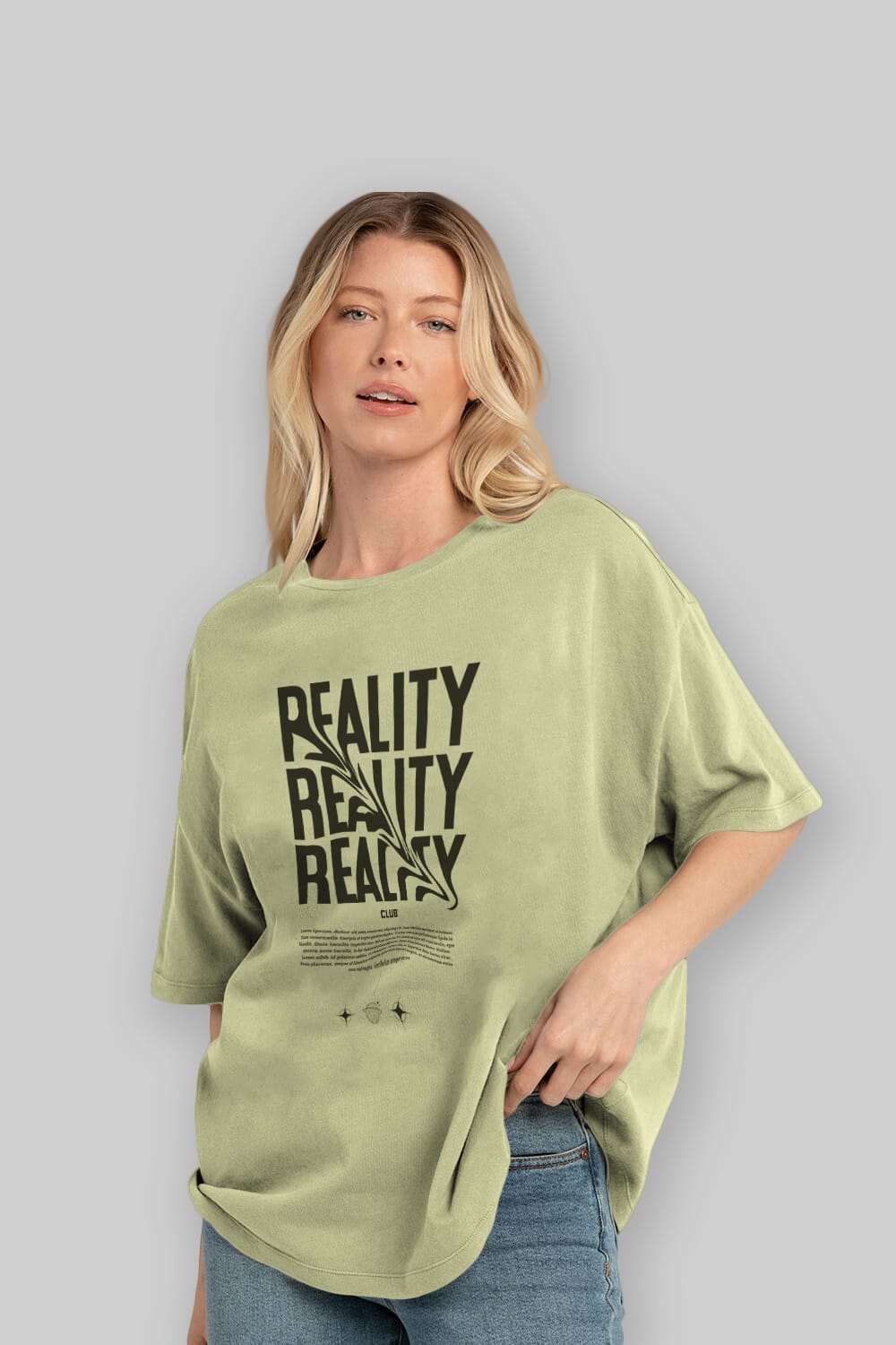 Reality Yazılı Ön Baskılı Oversize t-shirt Erkek Kadın Unisex