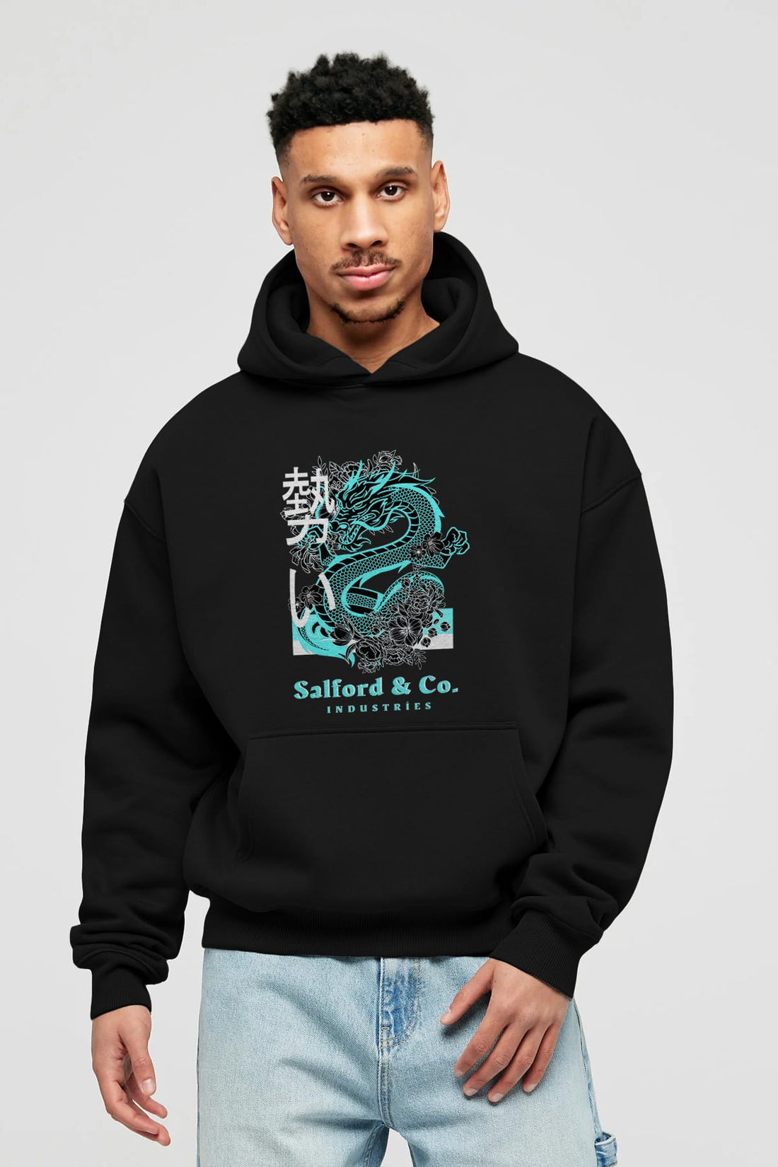 Dragon Ön Baskılı Oversize Hoodie Kapüşonlu Sweatshirt Erkek Kadın Unisex