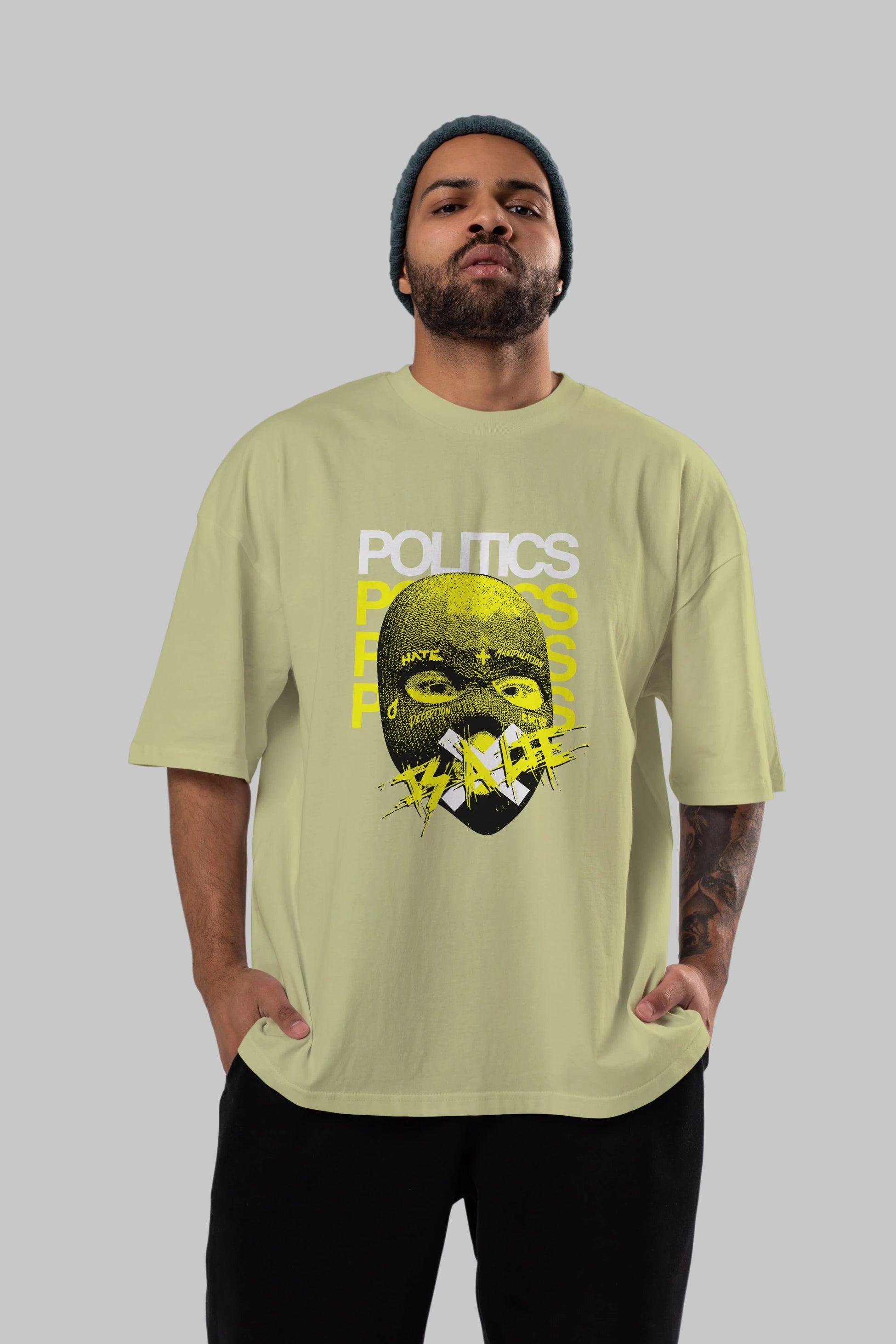 Politics is a Lie Ön Baskılı Oversize t-shirt Erkek Kadın Unisex
