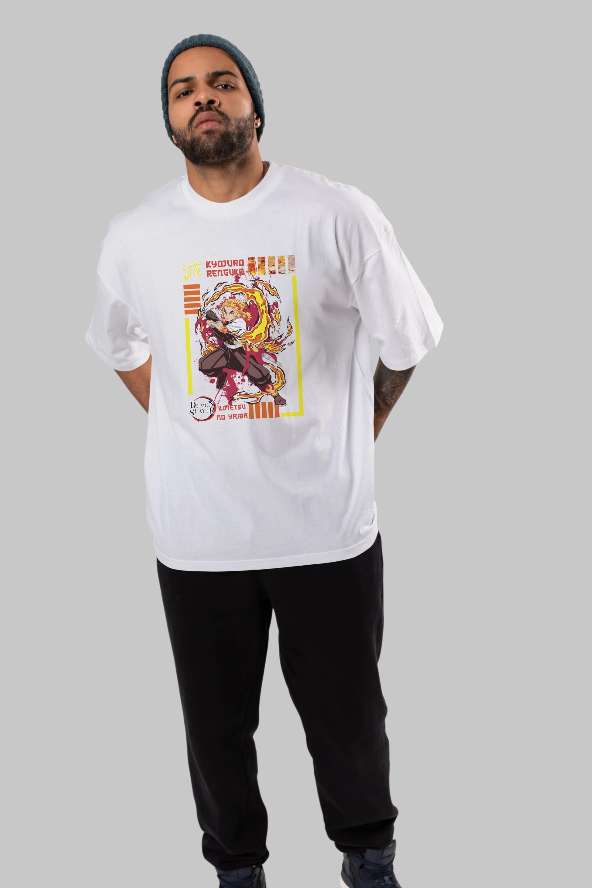 KYOJURO RENGOKU Anime Ön Baskılı Oversize t-shirt %100 pamuk Erkek Kadın Unisex
