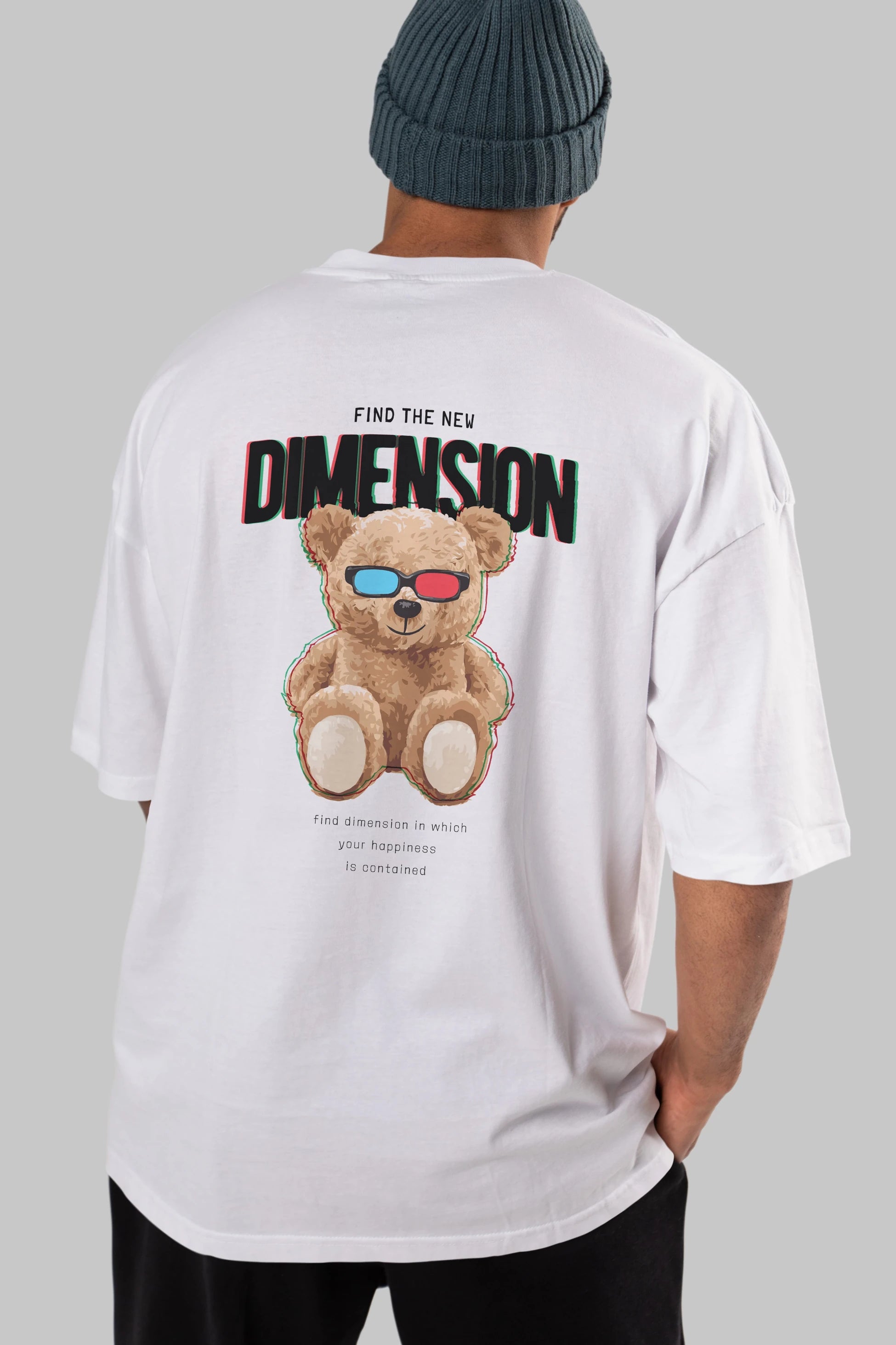 Teddy Bear Dimension Arka Baskılı Oversize t-shirt Erkek Kadın Unisex %100 Pamuk