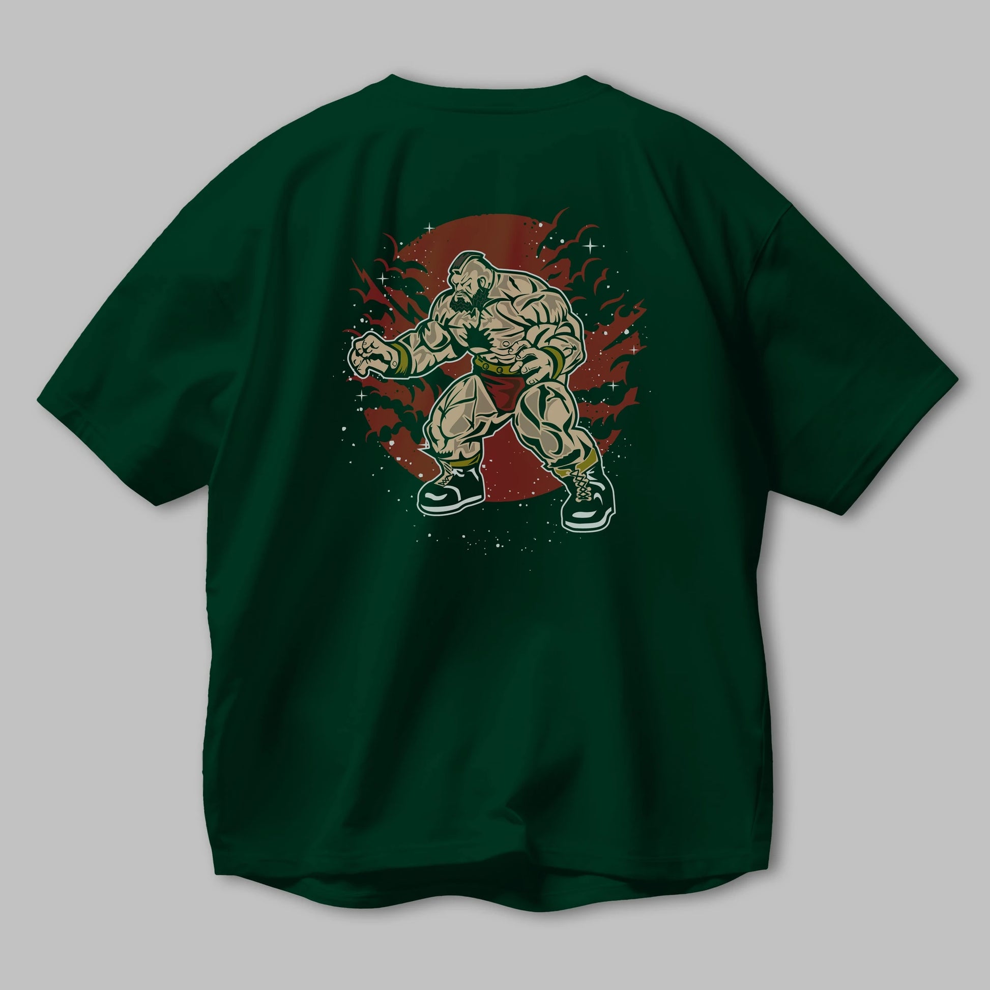 ZANGGIEF Arka Baskılı Oversize t-shirt Erkek Kadın Unisex %100 Pamuk