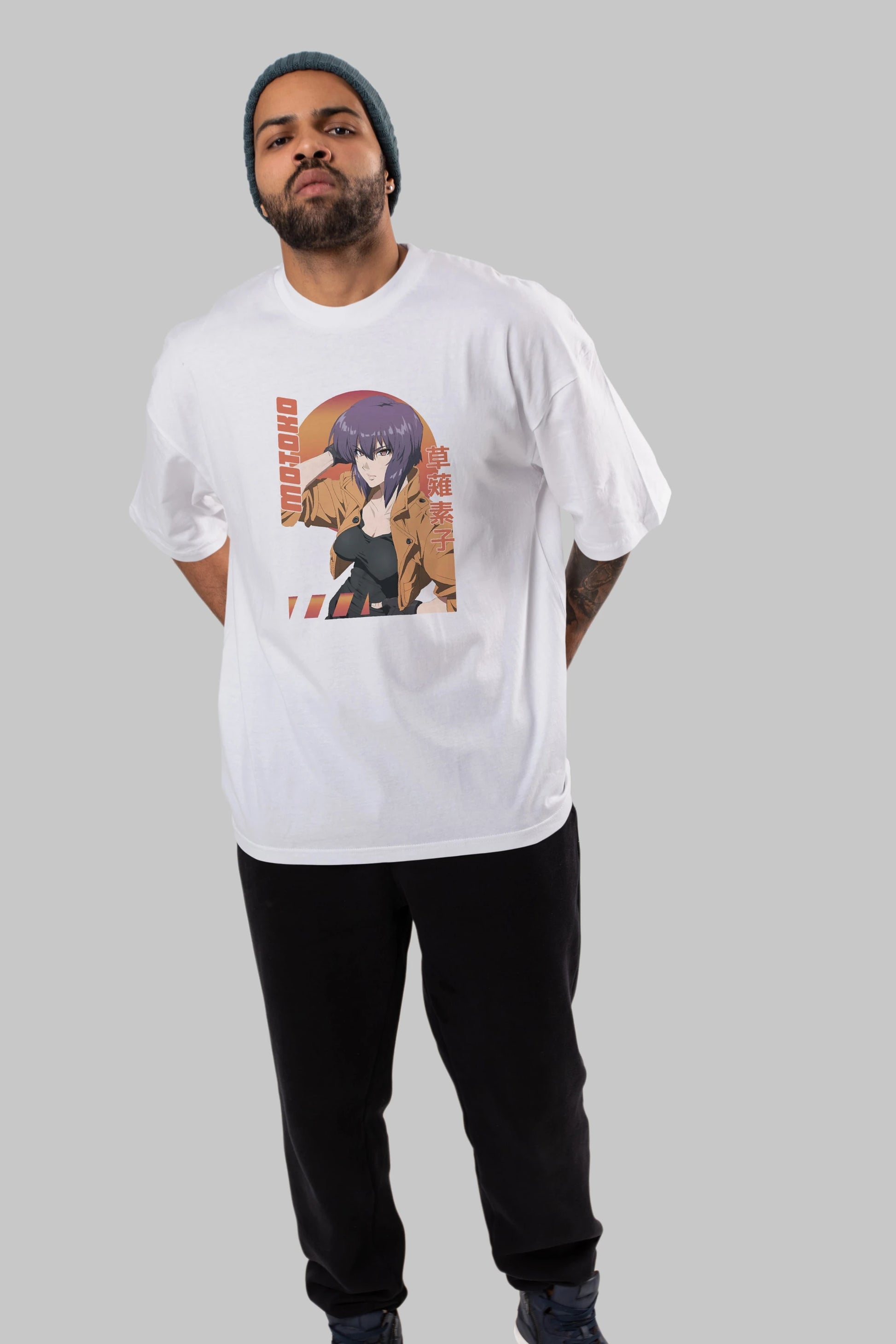 Motoko Kusanagi 9 Anime Ön Baskılı Oversize t-shirt %100 pamuk Erkek Kadın Unisex