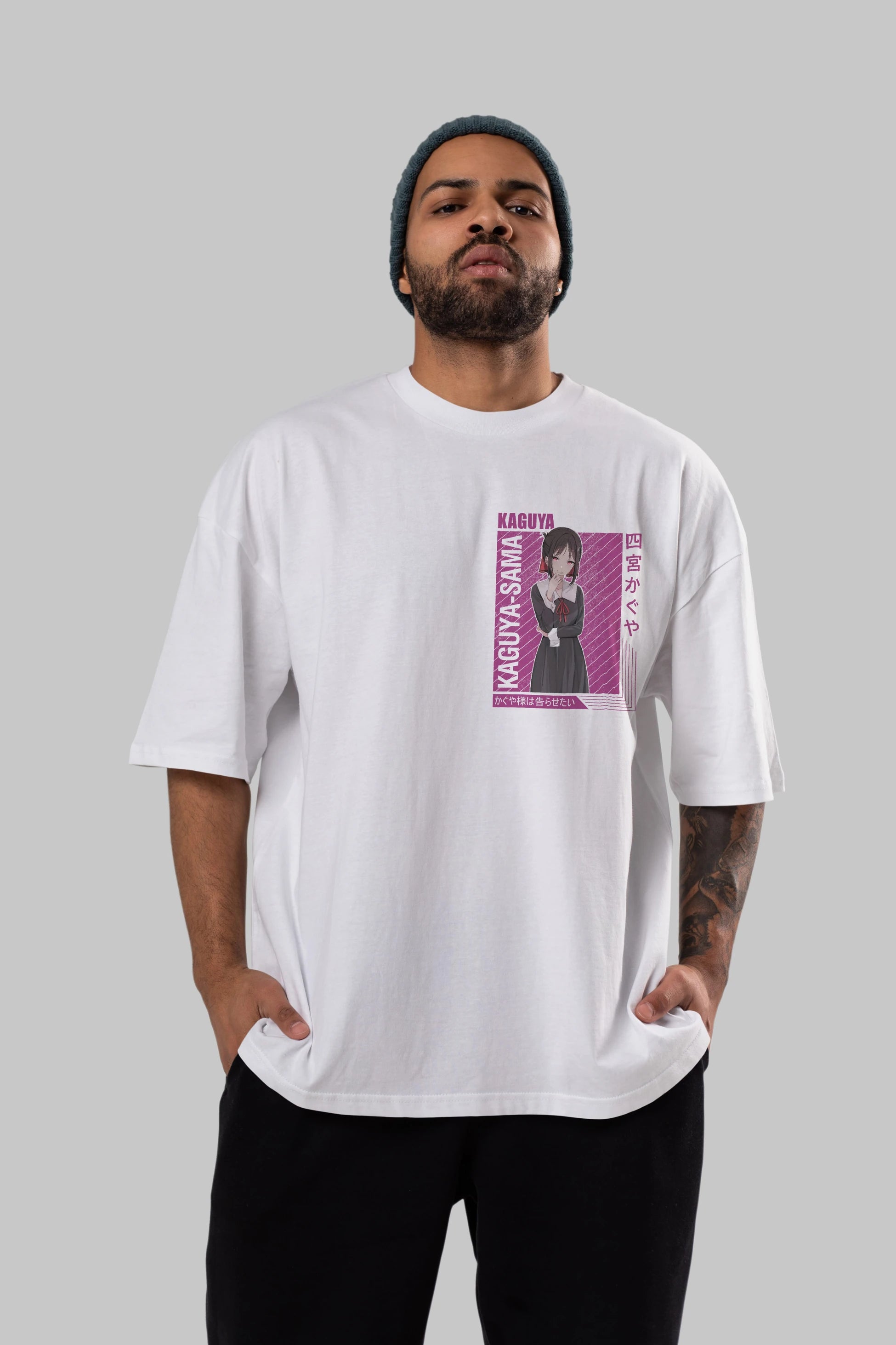 Kaguya Shinomiya 4 1 Ön Sol Baskılı Oversize t-shirt Erkek Kadın Unisex %100 Pamuk Bisiklet Yaka tişort