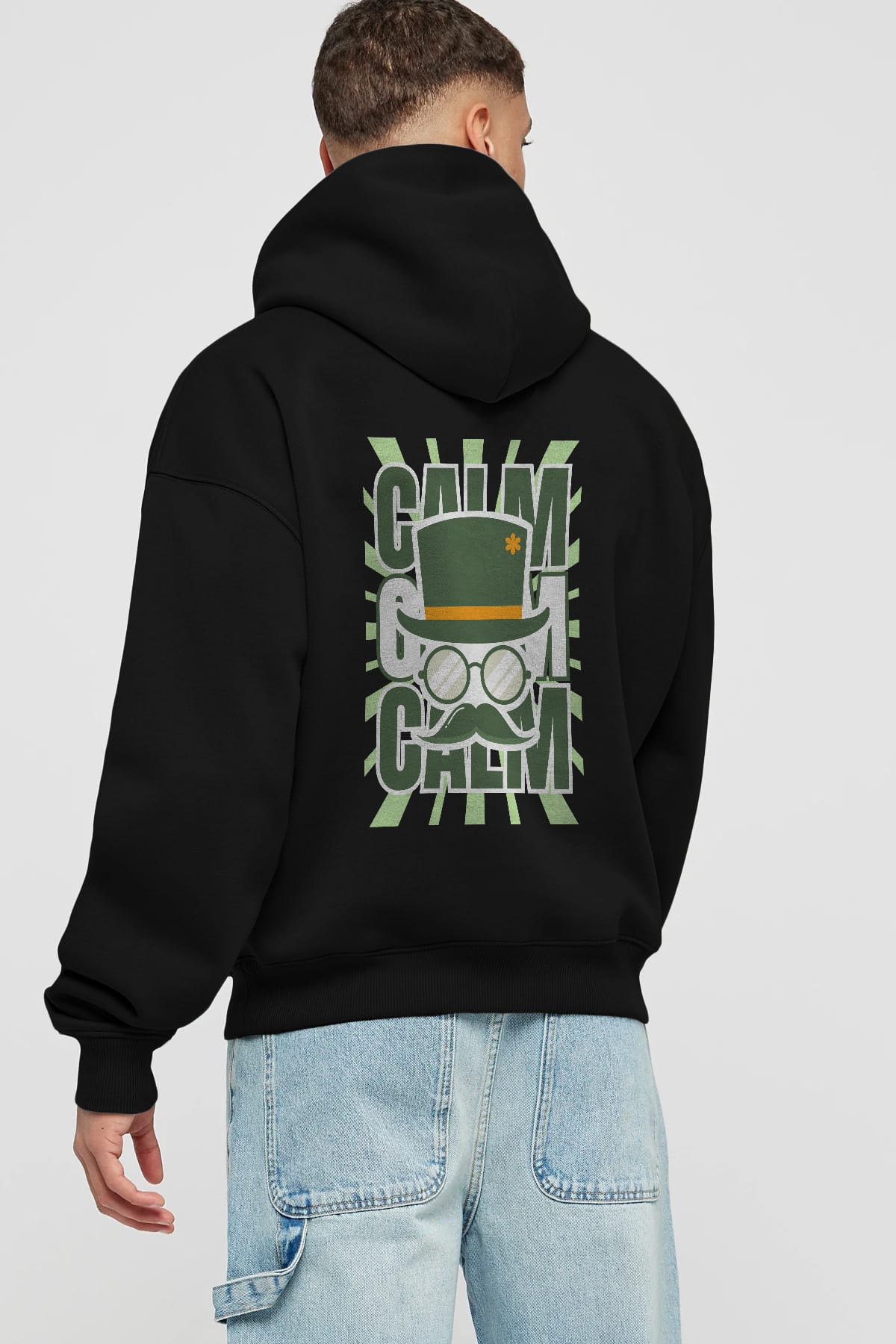 Calm Yazılı Arka Baskılı Oversize Hoodie Kapüşonlu Sweatshirt Erkek Kadın Unisex