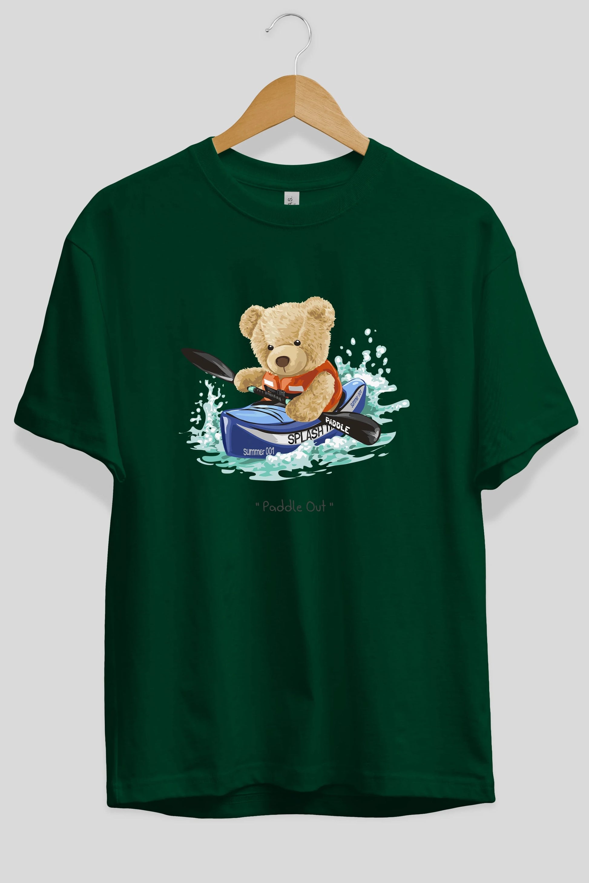 Teddy Bear Paddle Out Ön Baskılı Oversize t-shirt Erkek Kadın Unisex %100 Pamuk