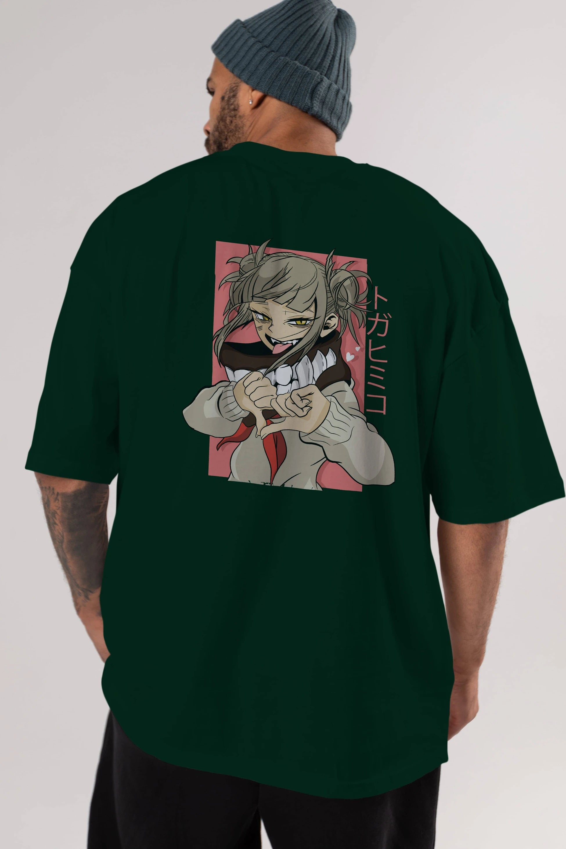 Himiko Toga Anime Arka Baskılı Oversize t-shirt Erkek Kadın Unisex
