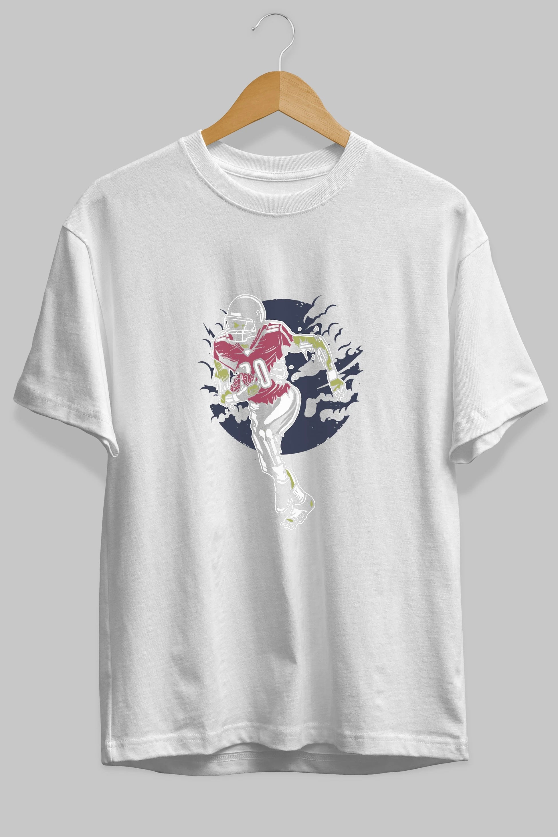 Zombie Football Ön Baskılı Oversize t-shirt Erkek Kadın Unisex %100 Pamuk tişort