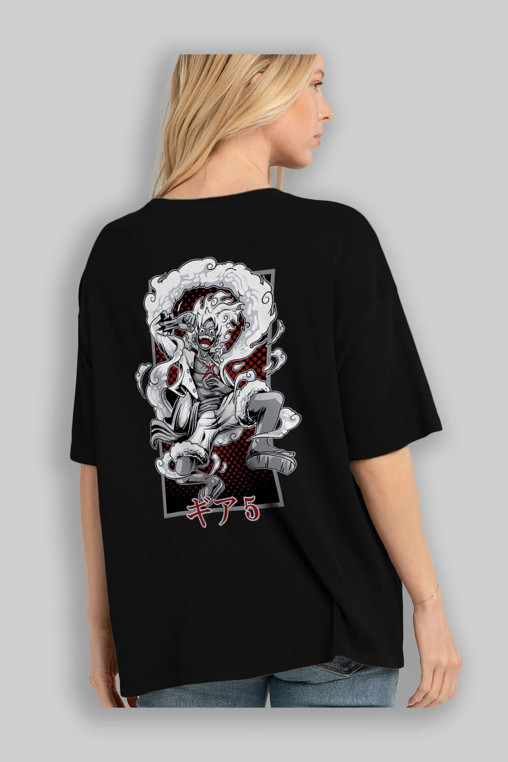 LUFFY GEAR 5 Anime Arka Baskılı Oversize t-shirt Erkek Kadın Unisex