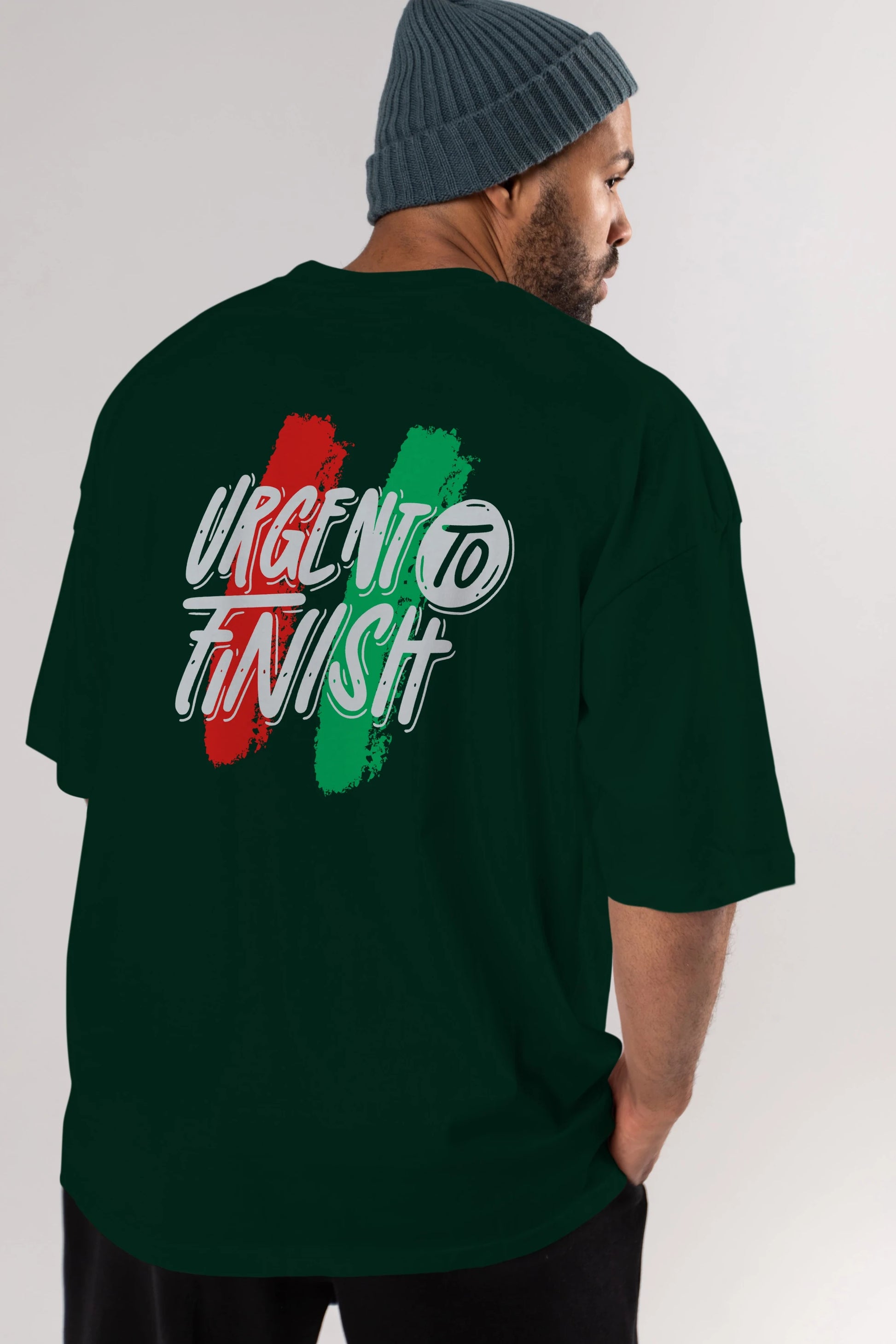 Urgent To Finish Arka Baskılı Oversize t-shirt Erkek Kadın Unisex