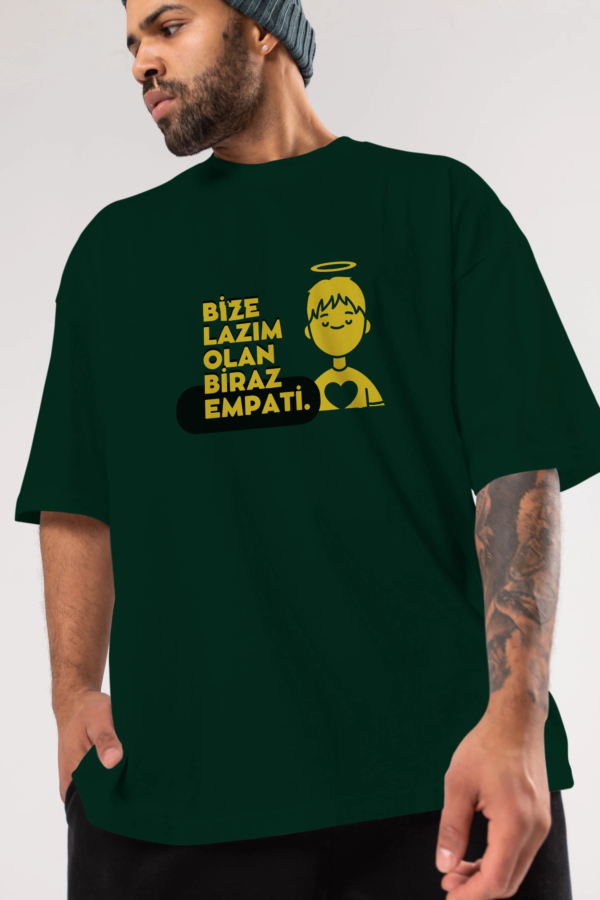 Bize Lazım Olan Biraz Empati Ön Baskılı Oversize t-shirt Erkek Kadın Unisex