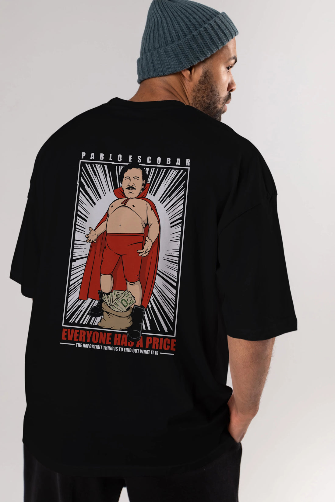 Pablo Escobar Luchador Arka Baskılı Oversize t-shirt Erkek Kadın Unisex %100 Pamuk tişort