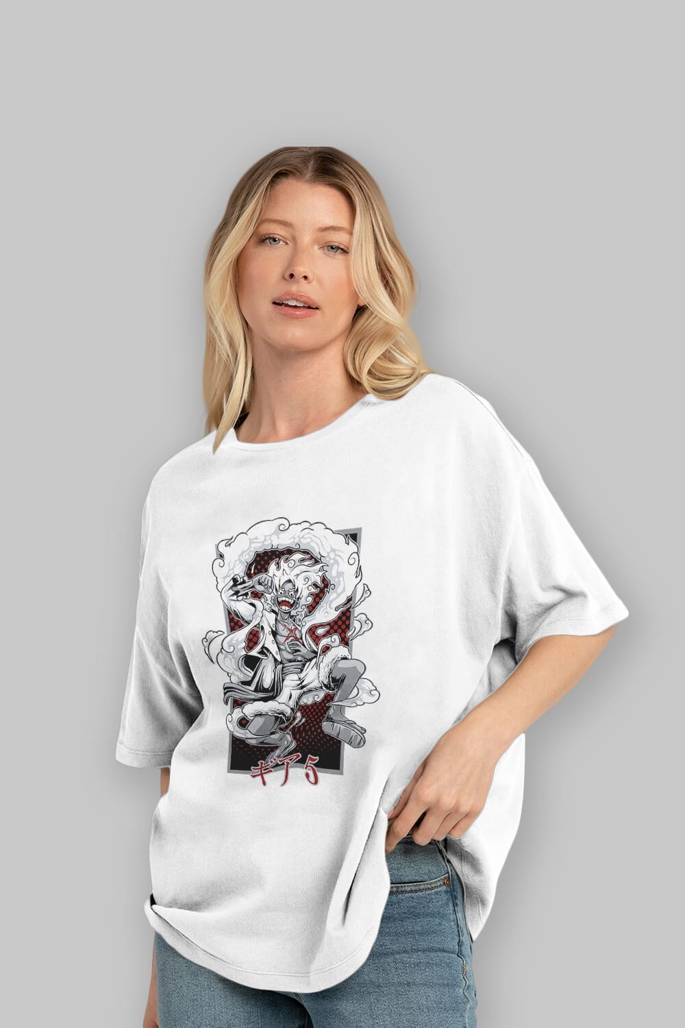 LUFFY GEAR 5 Anime Ön Baskılı Oversize t-shirt %100 pamuk Erkek Kadın Unisex