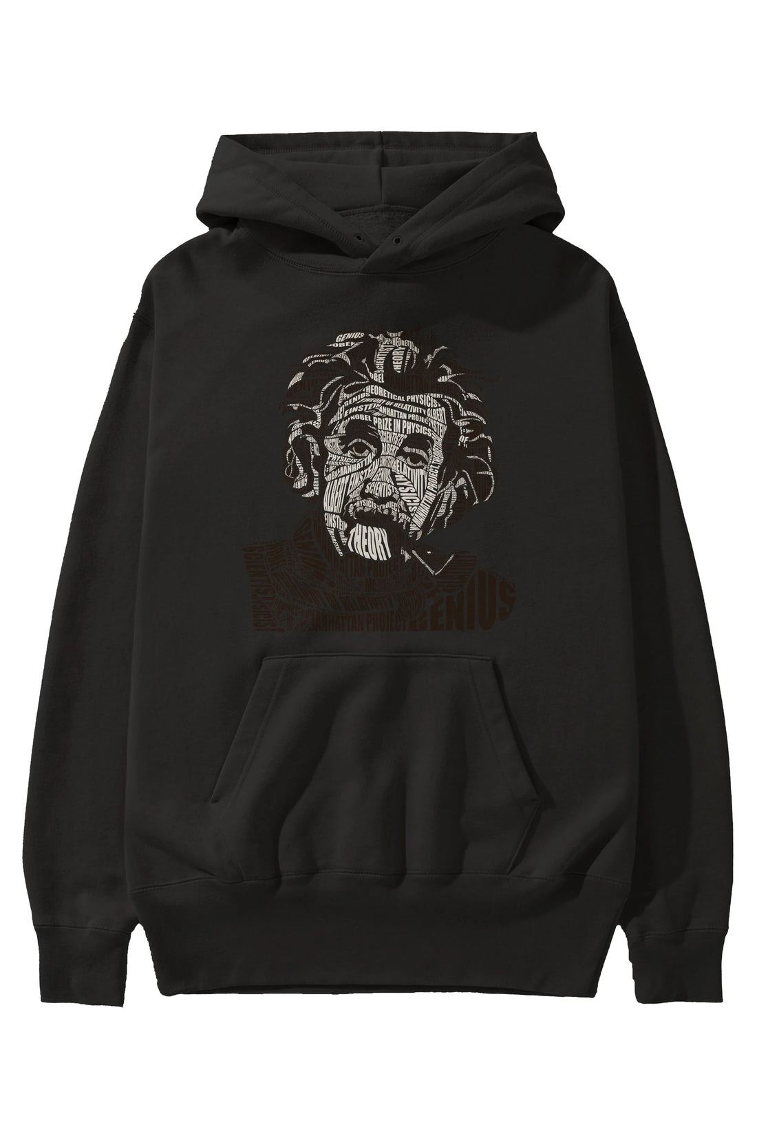 Einstein Calligram Ön Baskılı Hoodie Oversize Kapüşonlu Sweatshirt Erkek Kadın Unisex